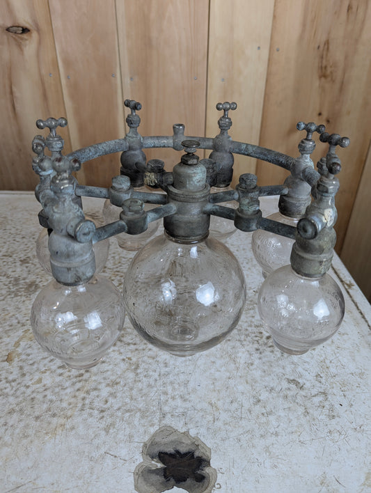 Antique Early 1900’s 6-Glass Globe Medical Multi Nebulizer