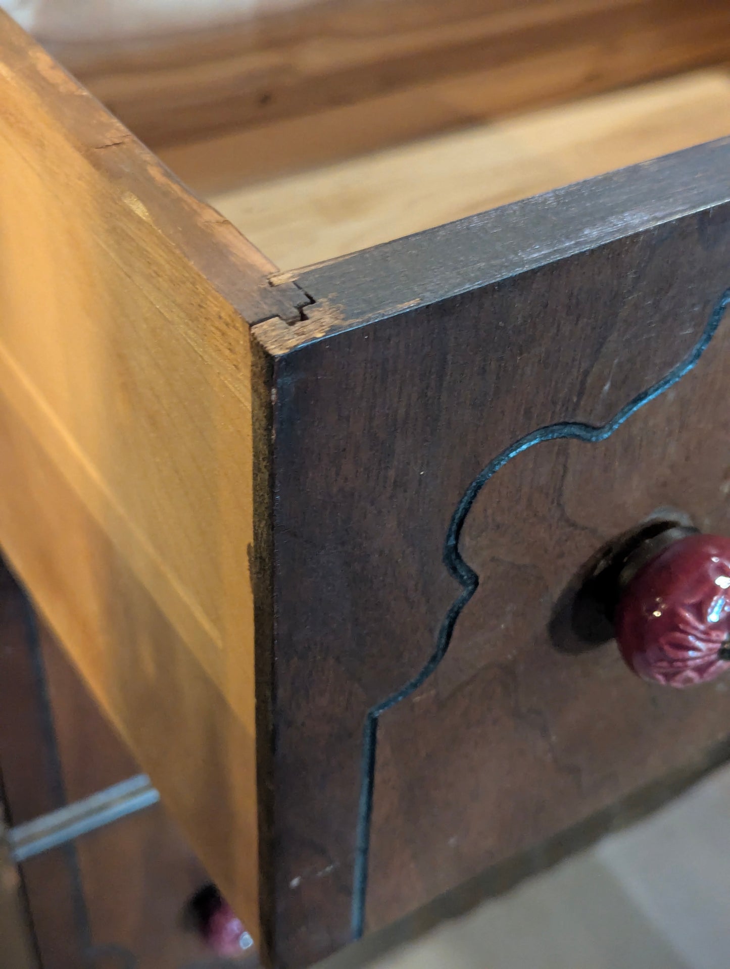 Antique Walnut Wooden 4-Drawer Dresser
