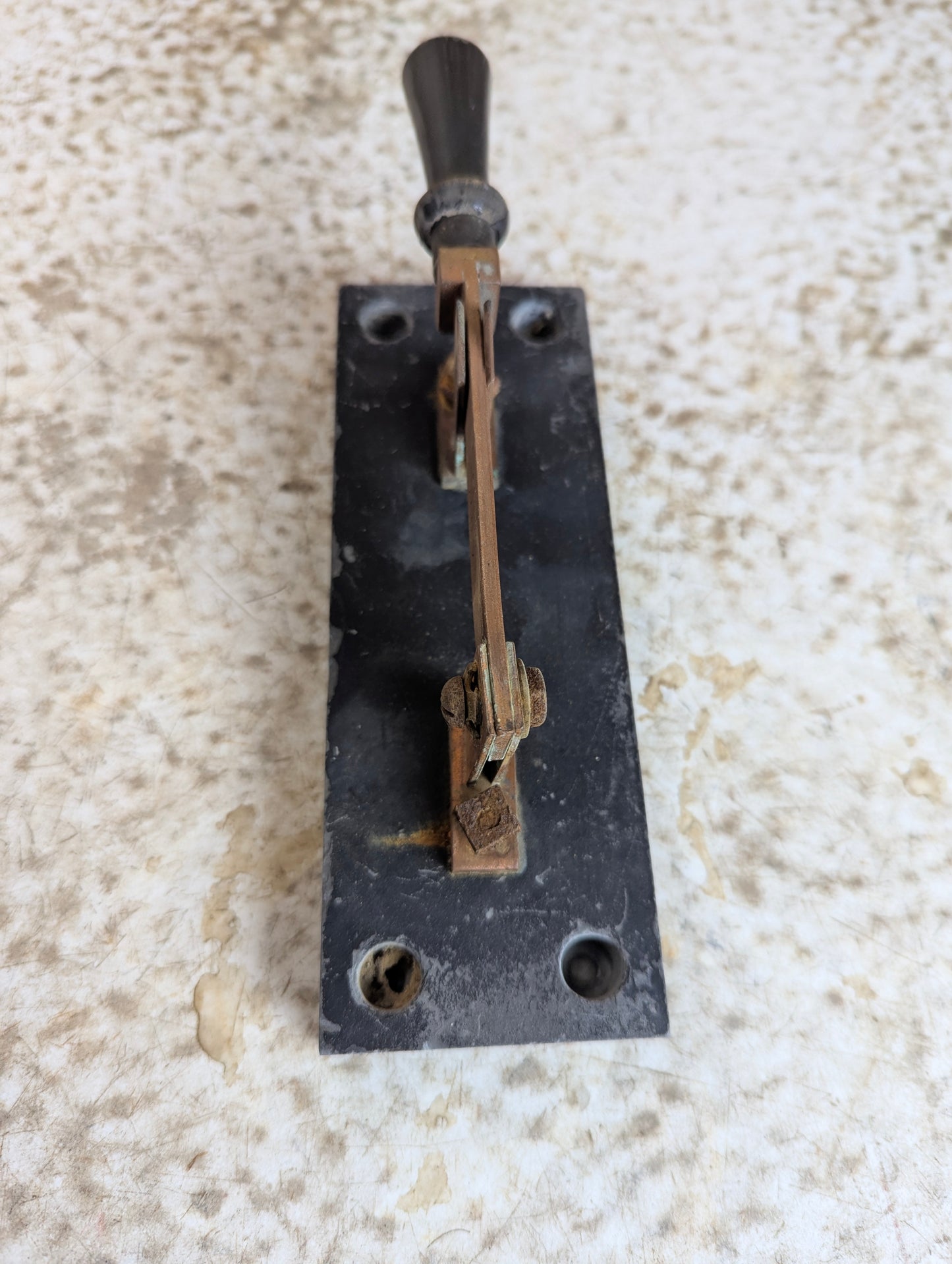 Antique Copper Knife Switch Mounted on Slate