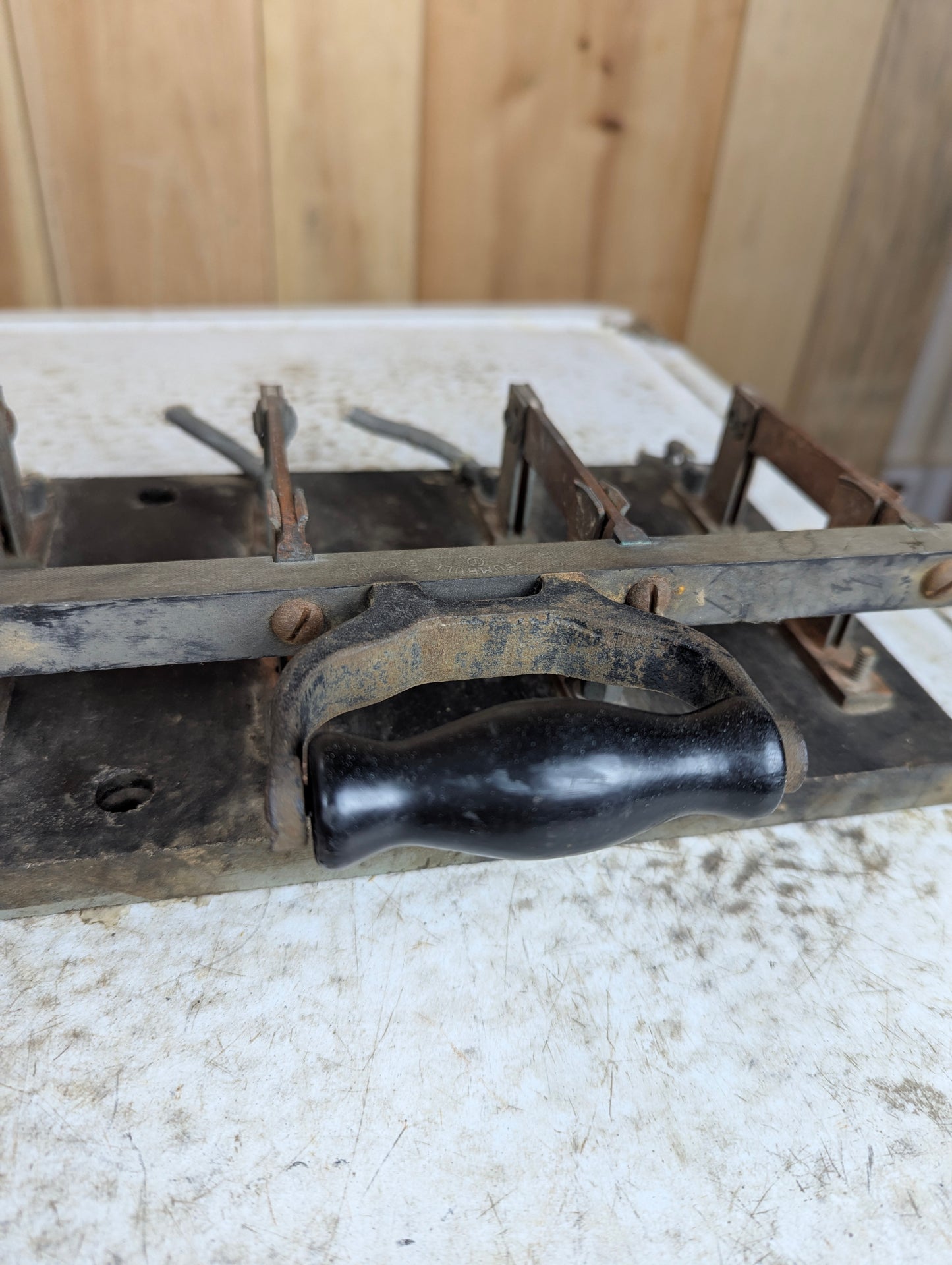 Antique Trumbull Copper Knife Switch 4 Pole Single Throw Mounted on Slate