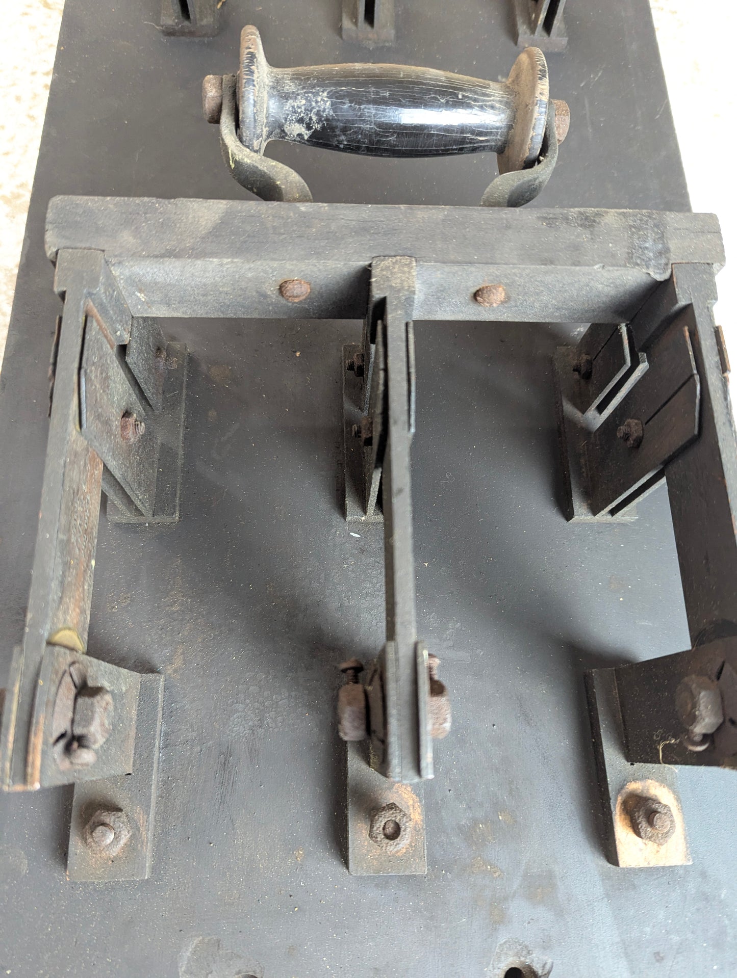 Antique Glover-A Copper Knife Switch 3 Pole Single Throw Mounted on Slate