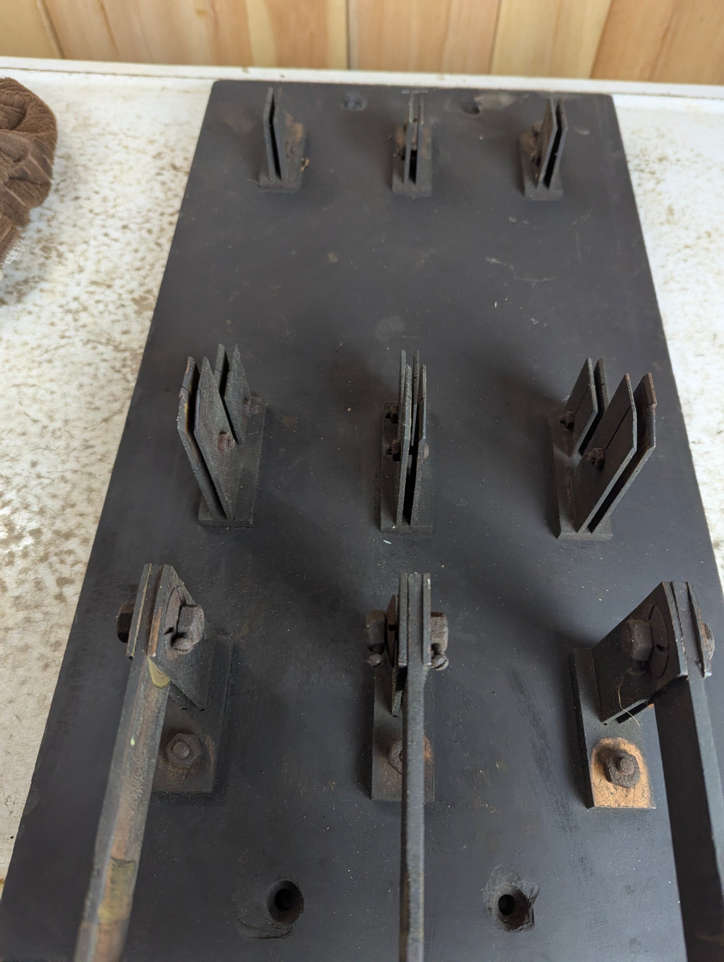 Antique Glover-A Copper Knife Switch 3 Pole Single Throw Mounted on Slate