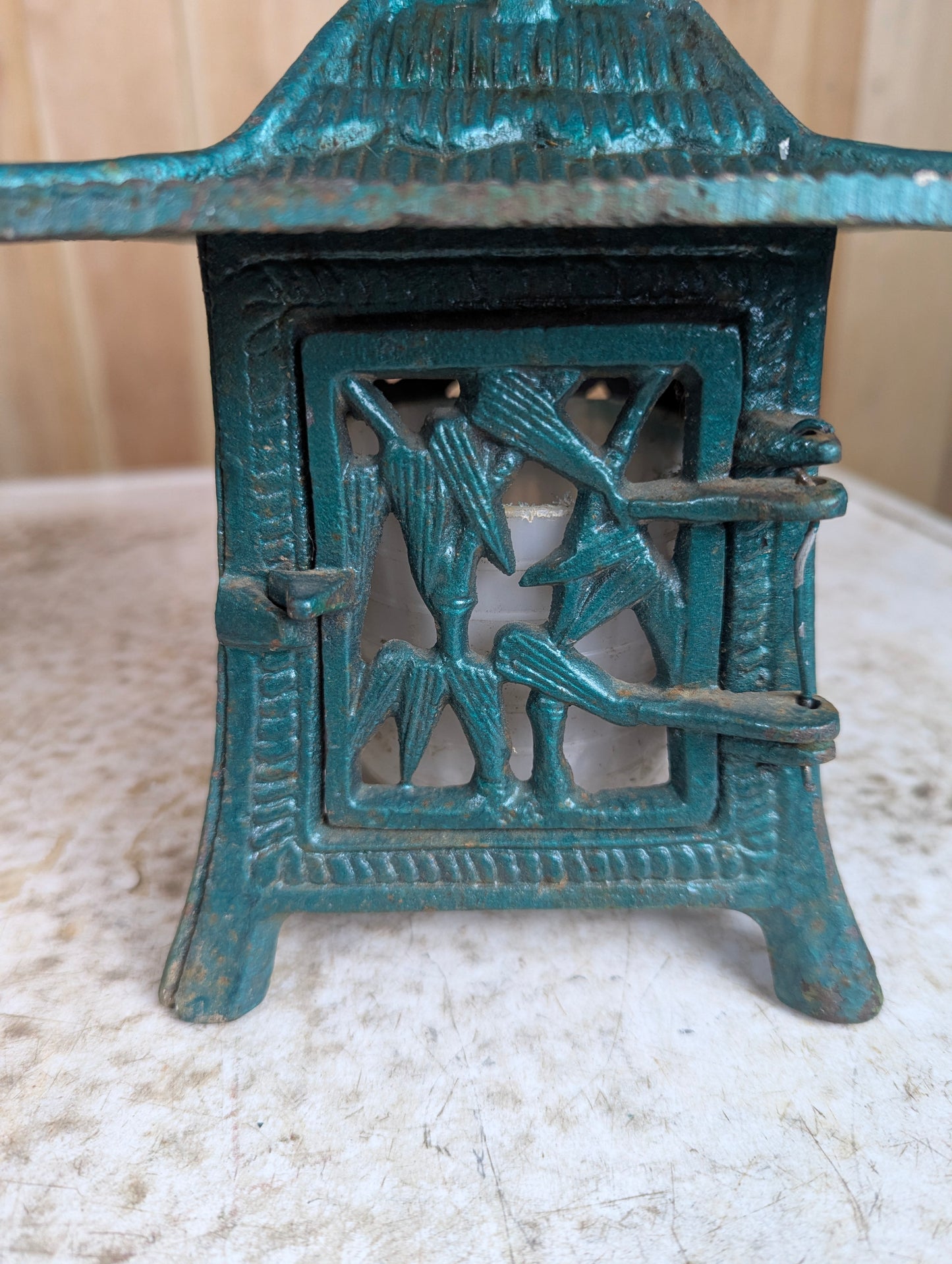 1970’s Cast Iron Japanese Style Pagoda Hanging Garden Lamp