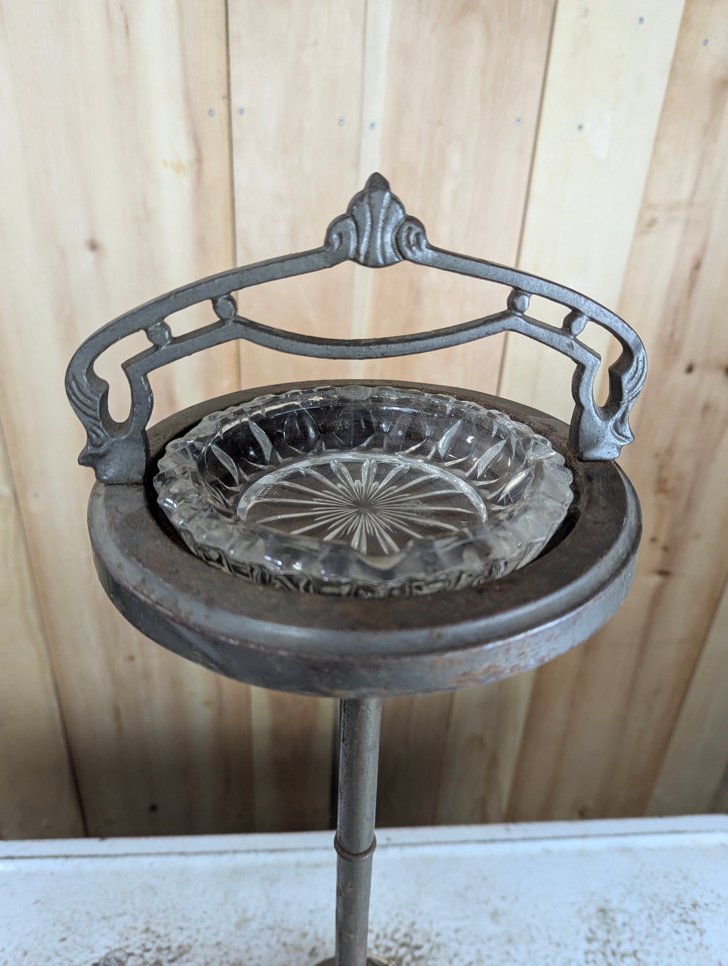 Art Nouveau Standing Ashtray with Glass Ashtray