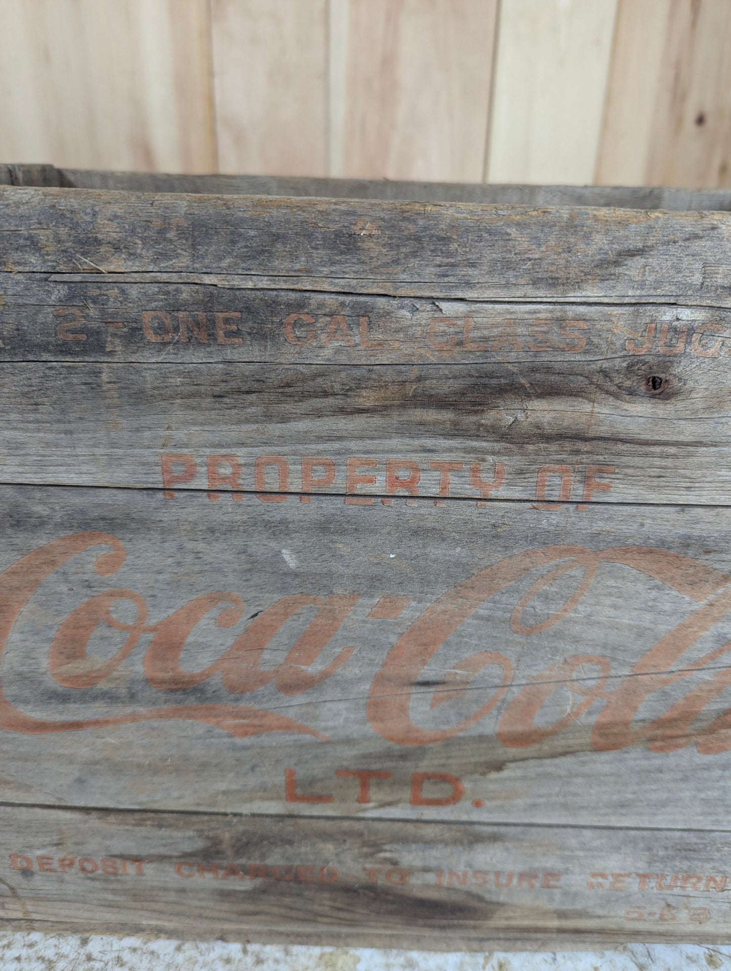 Coca Cola 2-1 Gallon Glass Syrup Jugs Wooden Crate