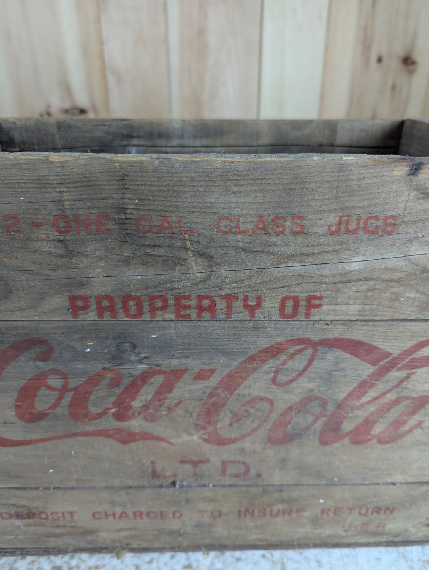 Coca Cola 2-1 Gallon Glass Syrup Jugs Wooden Crate