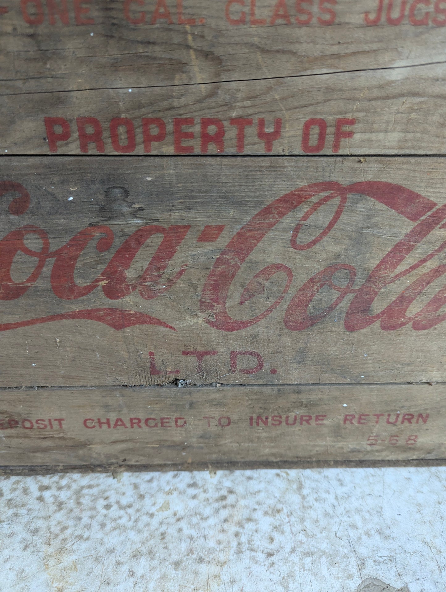 Coca Cola 2-1 Gallon Glass Syrup Jugs Wooden Crate