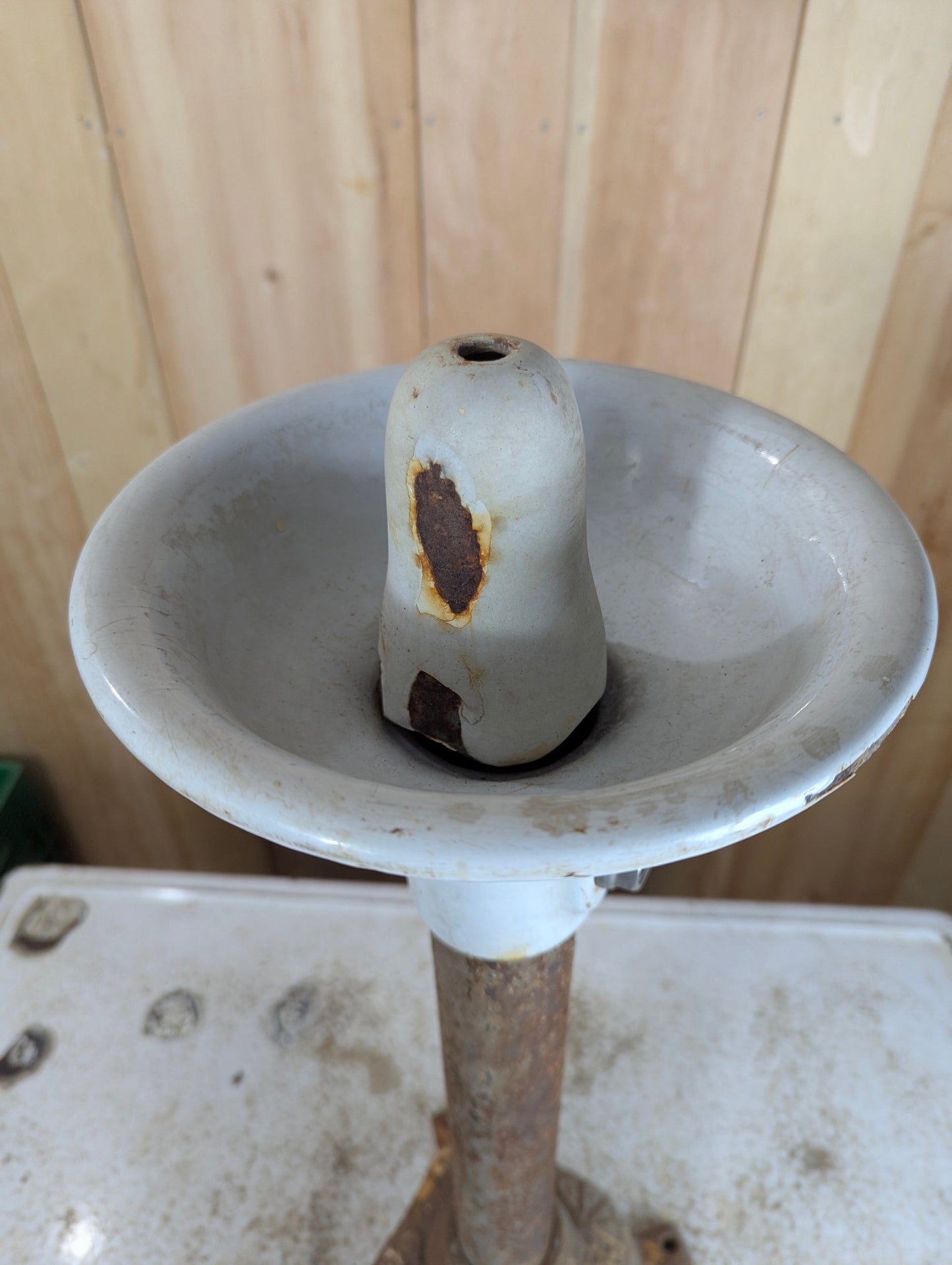 Antique Pedestal Porcelain Drinking Fountain