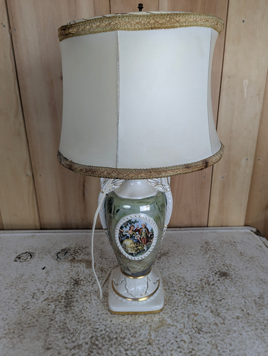 Retro Green Ceramic Table Lamp with Shade