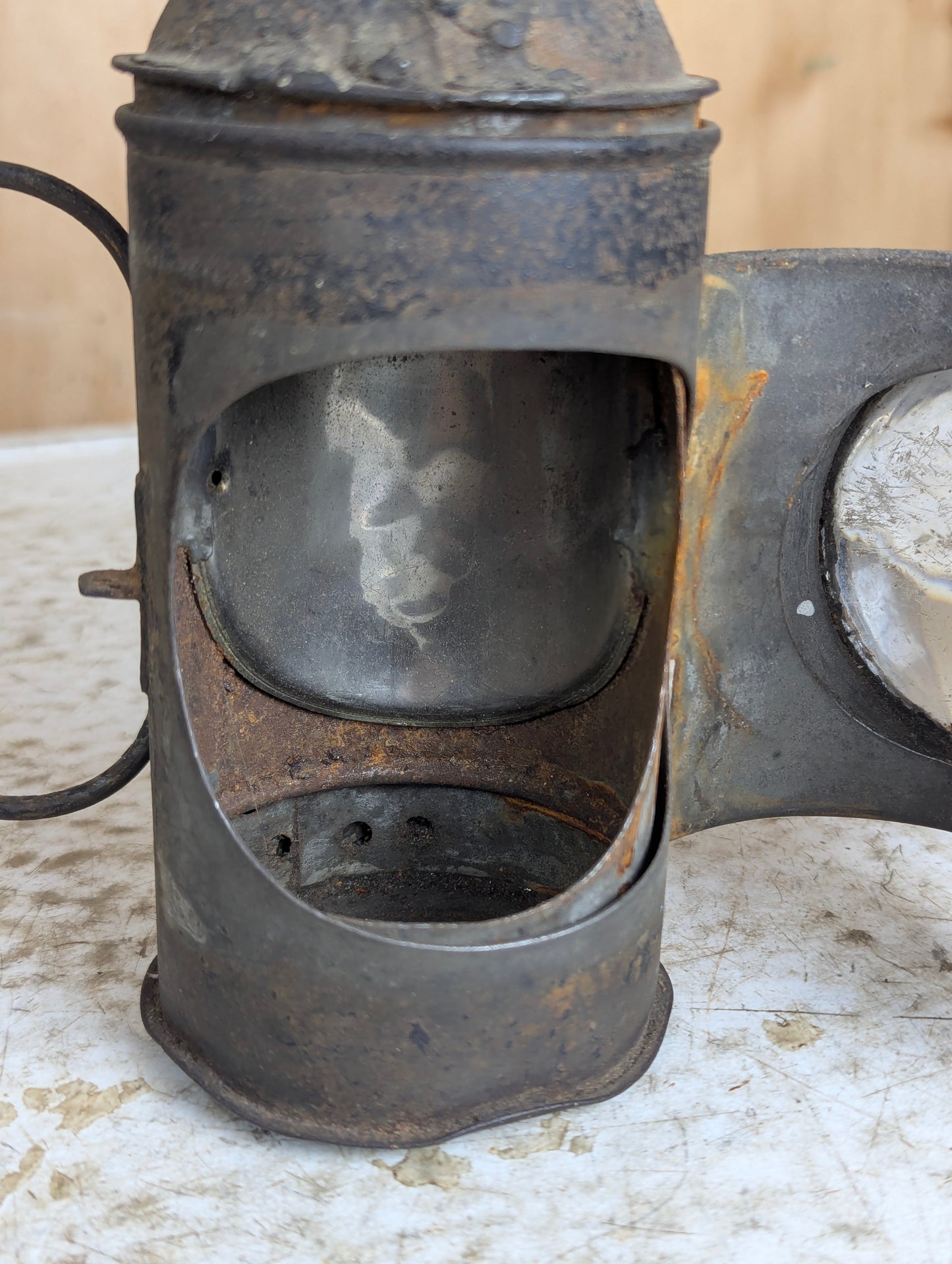 Antique 19th Century Bullseye Dark Police Lantern