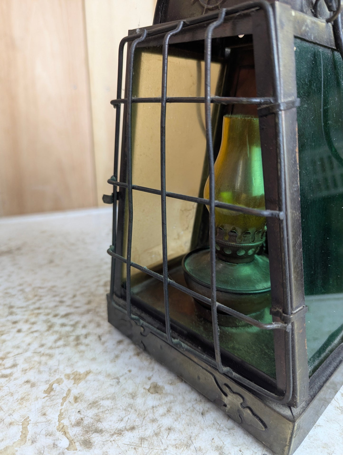 Nautical Style Lamp with Coloured Glass