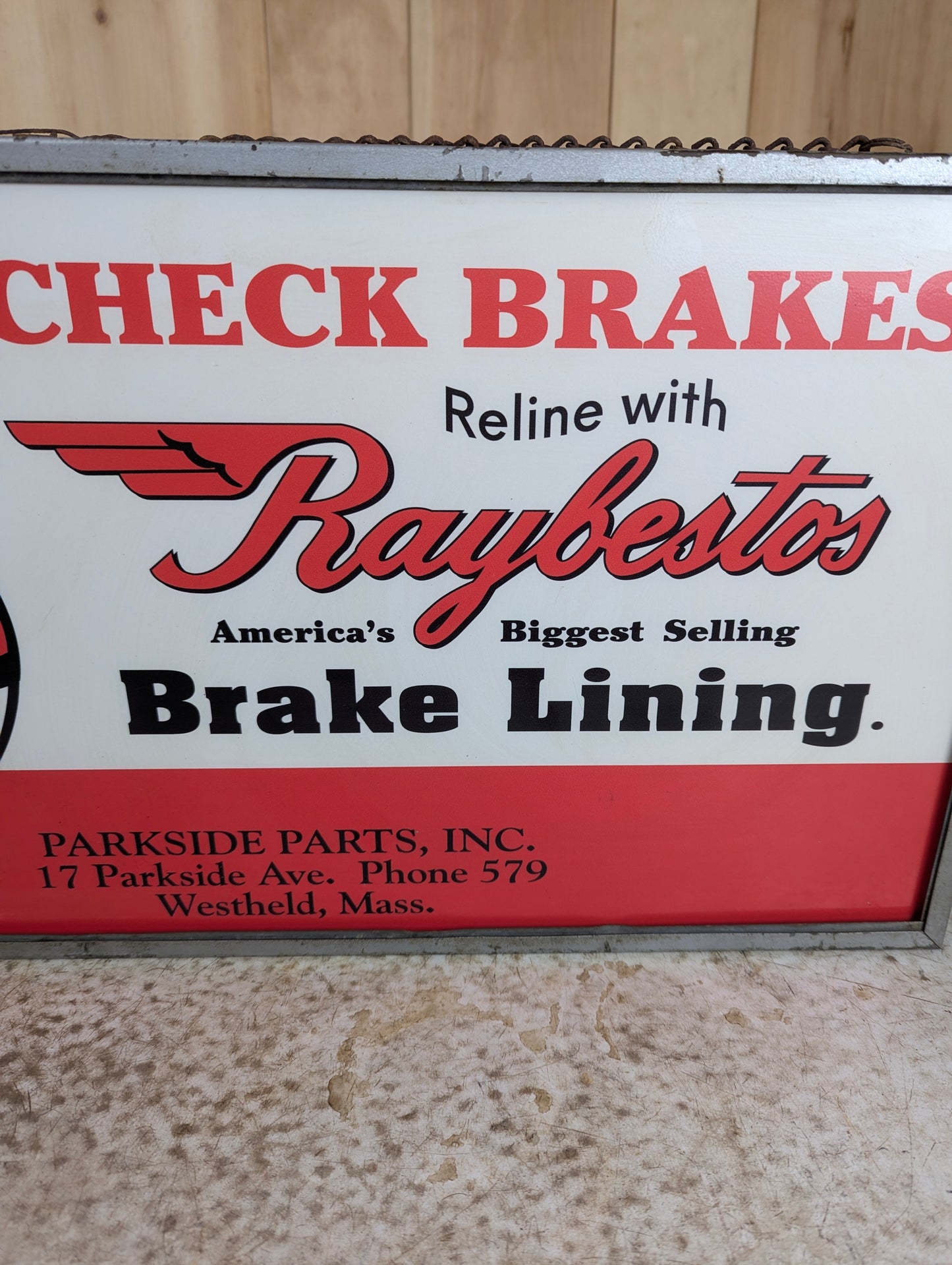 Vintage Raybestos Brake Lining Double-Sided Light-Up Sign