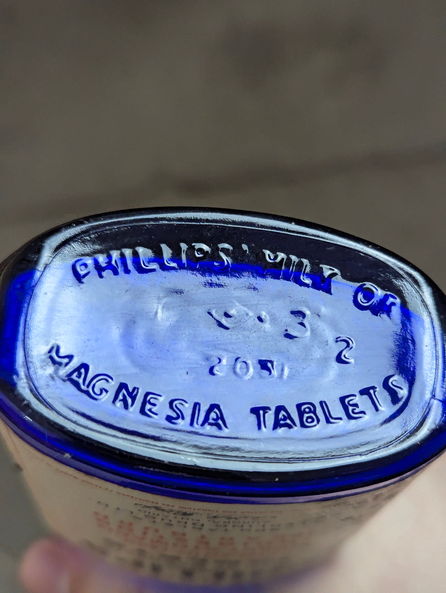 Vintage Phillips Cobalt Blue Milk of Magnesia Tablets Bottle with Cap