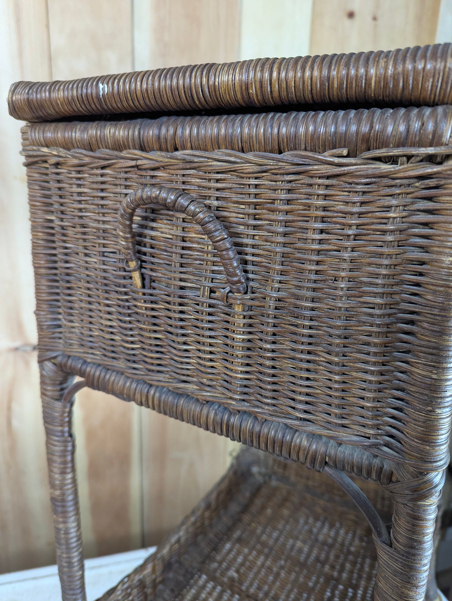 Vintage Wicker Sewing Stand Basket