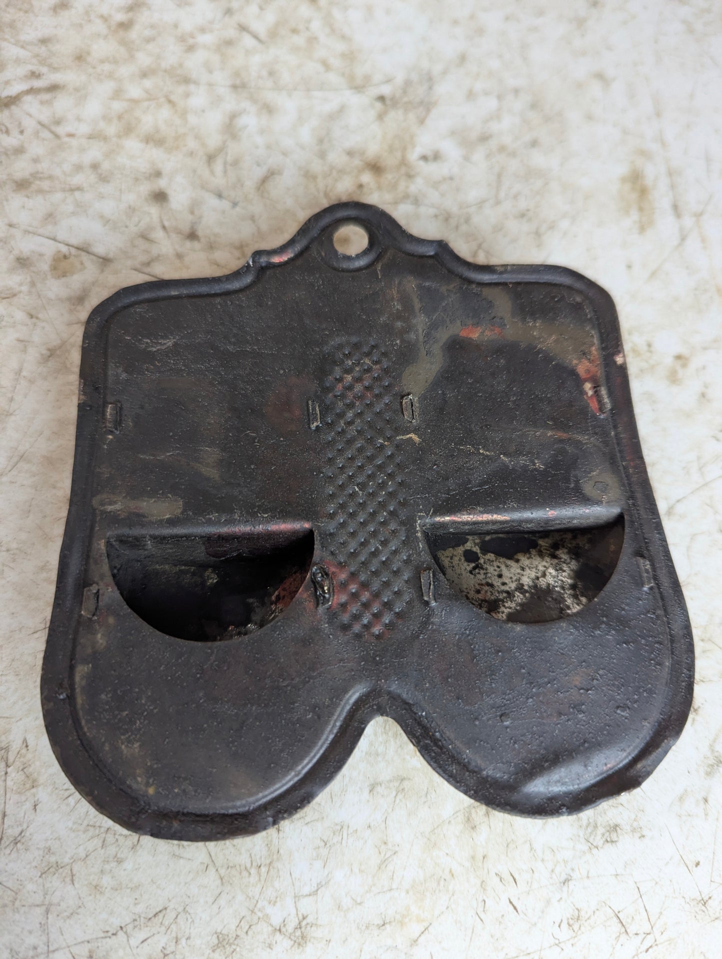 Antique Pressed Tin Matchstick Holder
