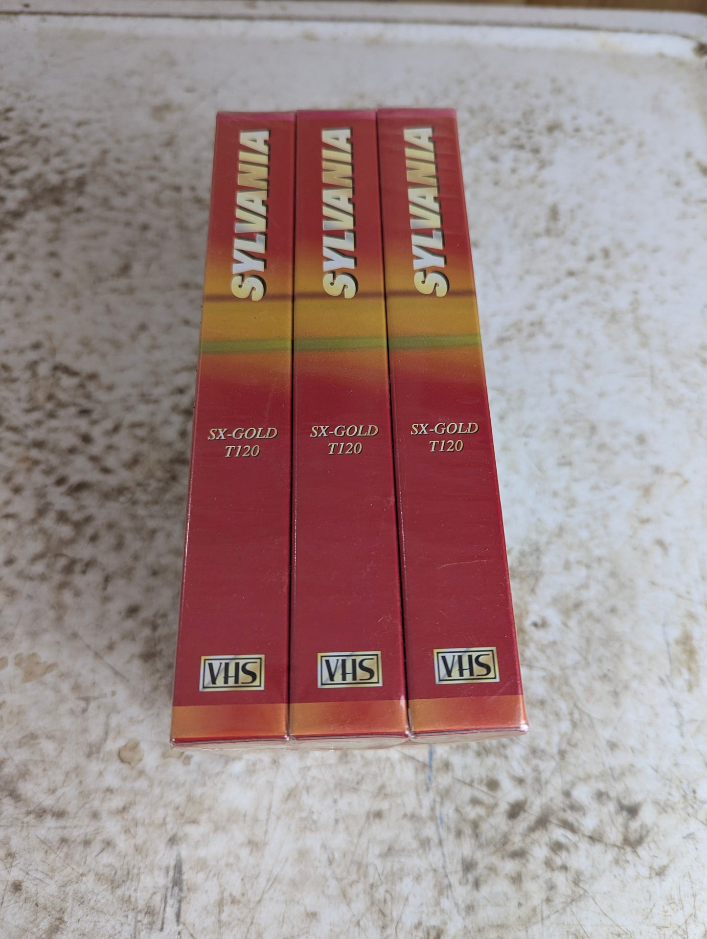 Sealed 3 Pack Sylvania T-120 blank VHS Video Cassettes - New Old Stock