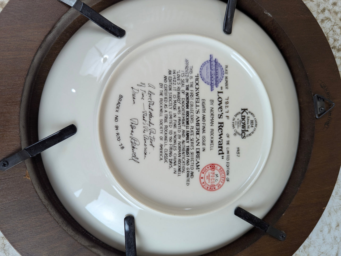 'Love's Reward' Norman Rockwell Framed Knowles Collector Plate