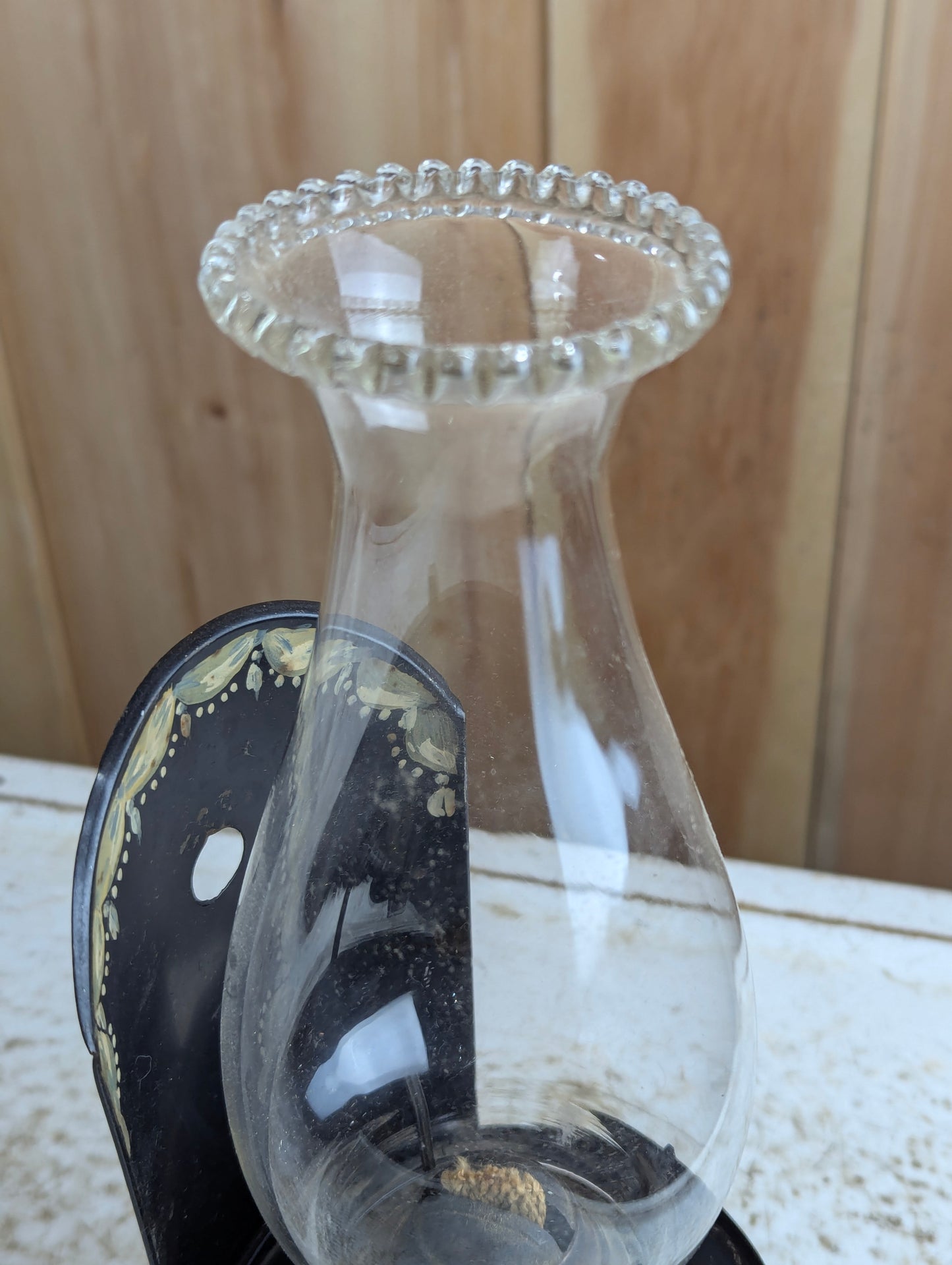 Antique Wall-Mounted Oil Lamp with Handle