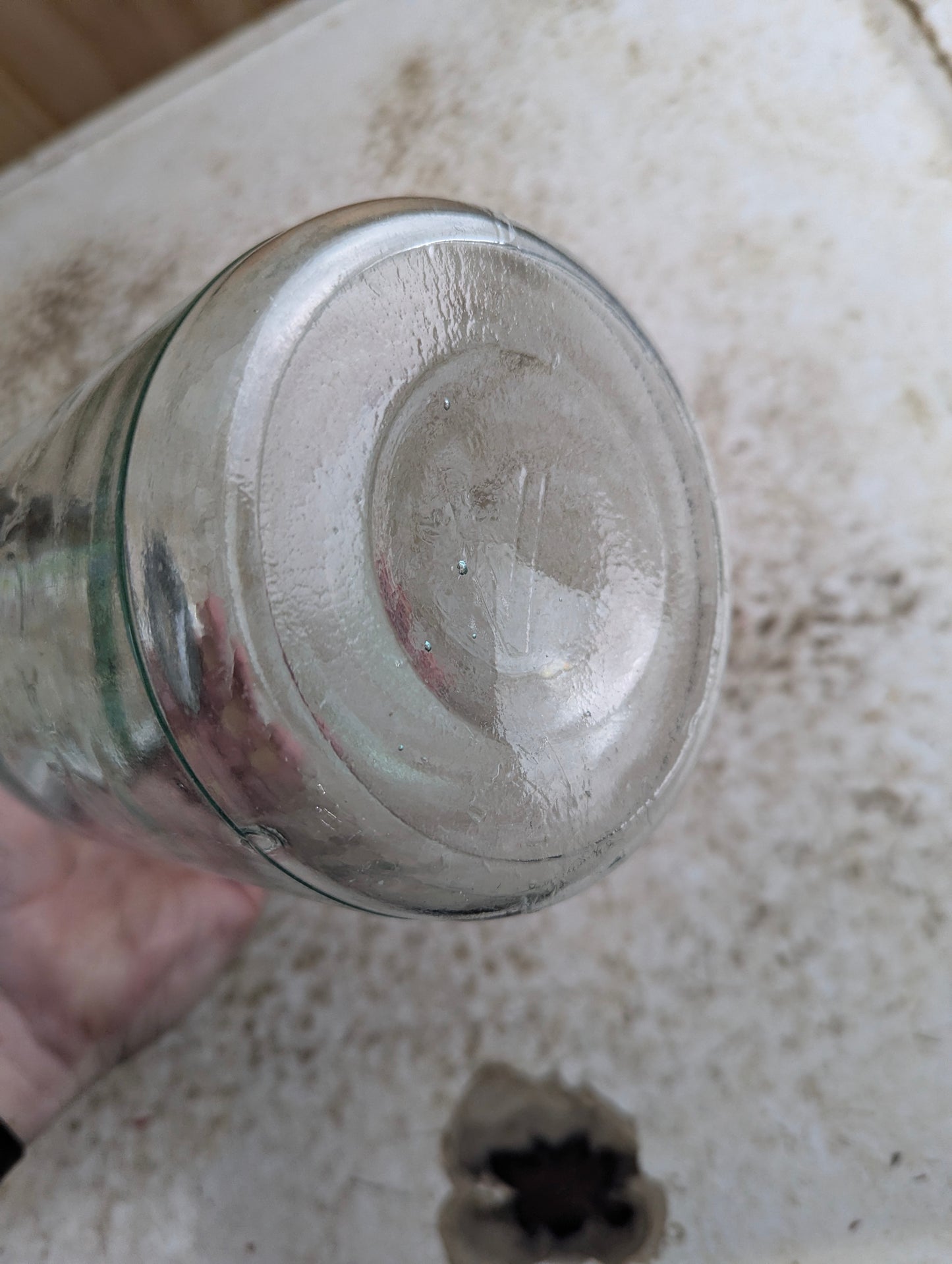 Antique Aqua Glass Crown Quart Mason Jar