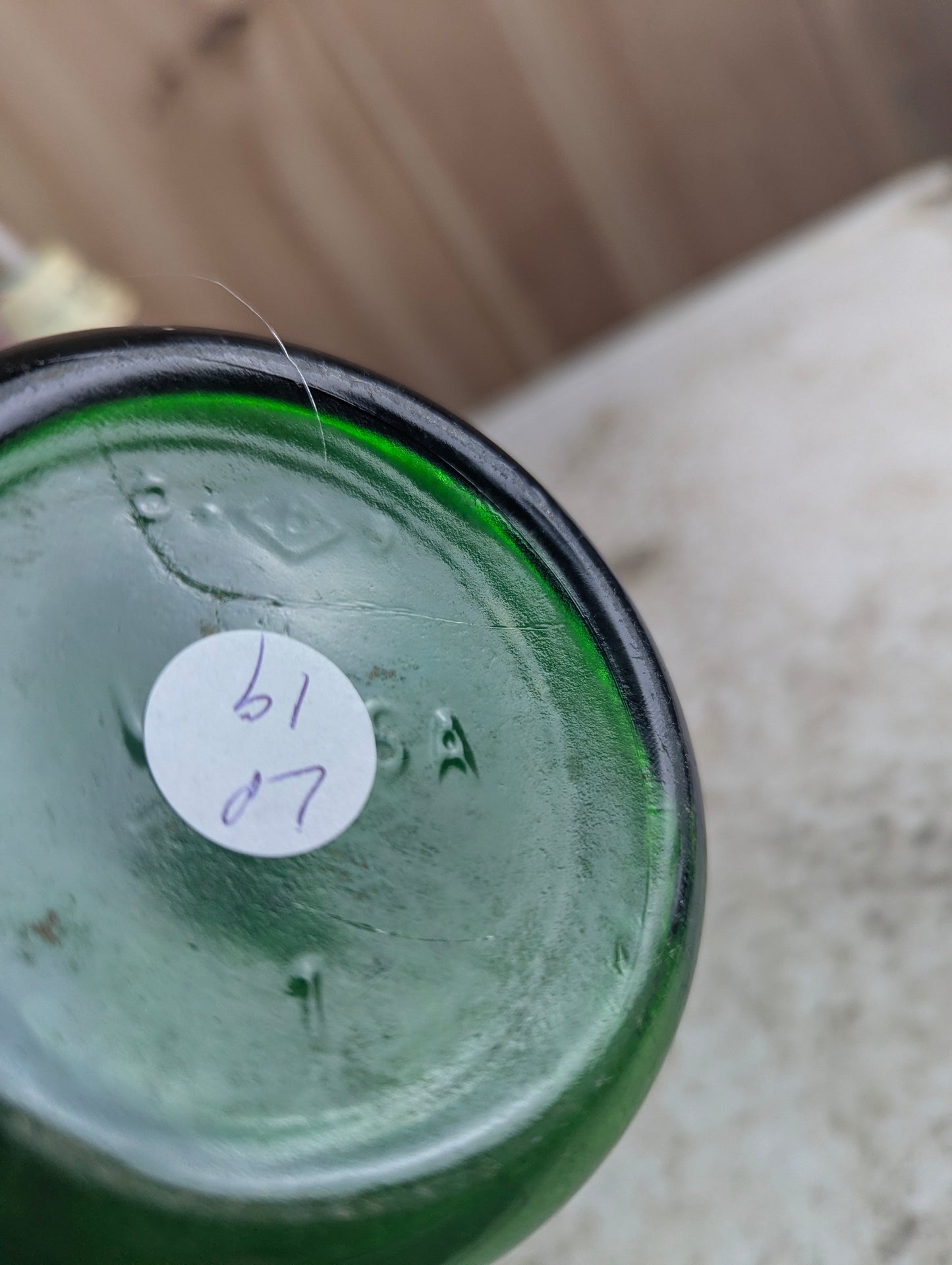 Vintage 30oz Collins Green Glass Barrie ACL Soda Bottle