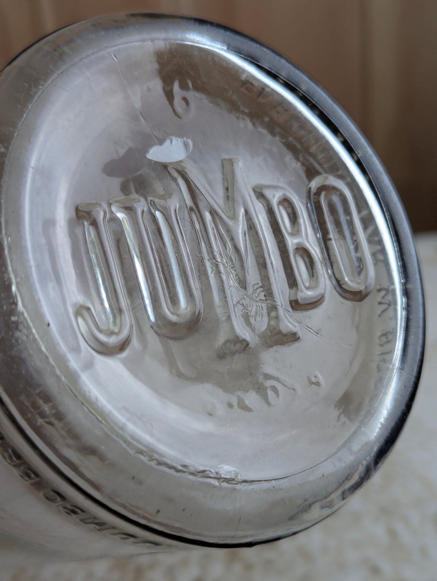 1930s Jumbo Beverage 60oz W. Bissonnette Embossed Glass Soda Bottle