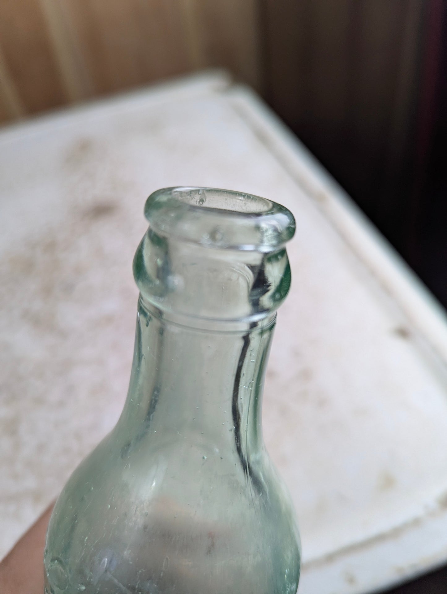 Chas Gurd Co Montreal Aqua Glass Embossed Antique Soda Bottle