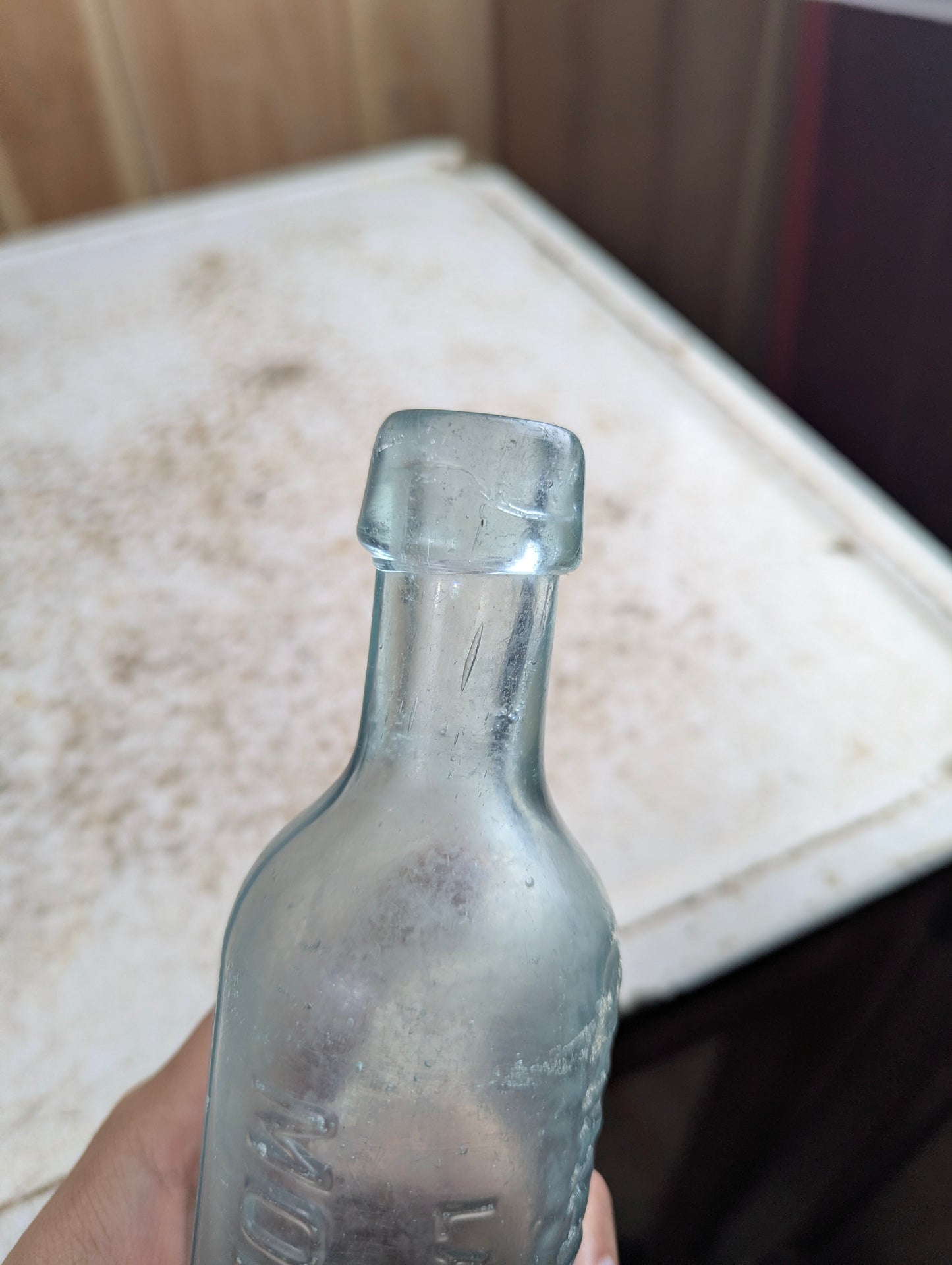 Charles Wilson Montreal Antique Embossed Aqua Glass Torpedo Hamilton Bottle