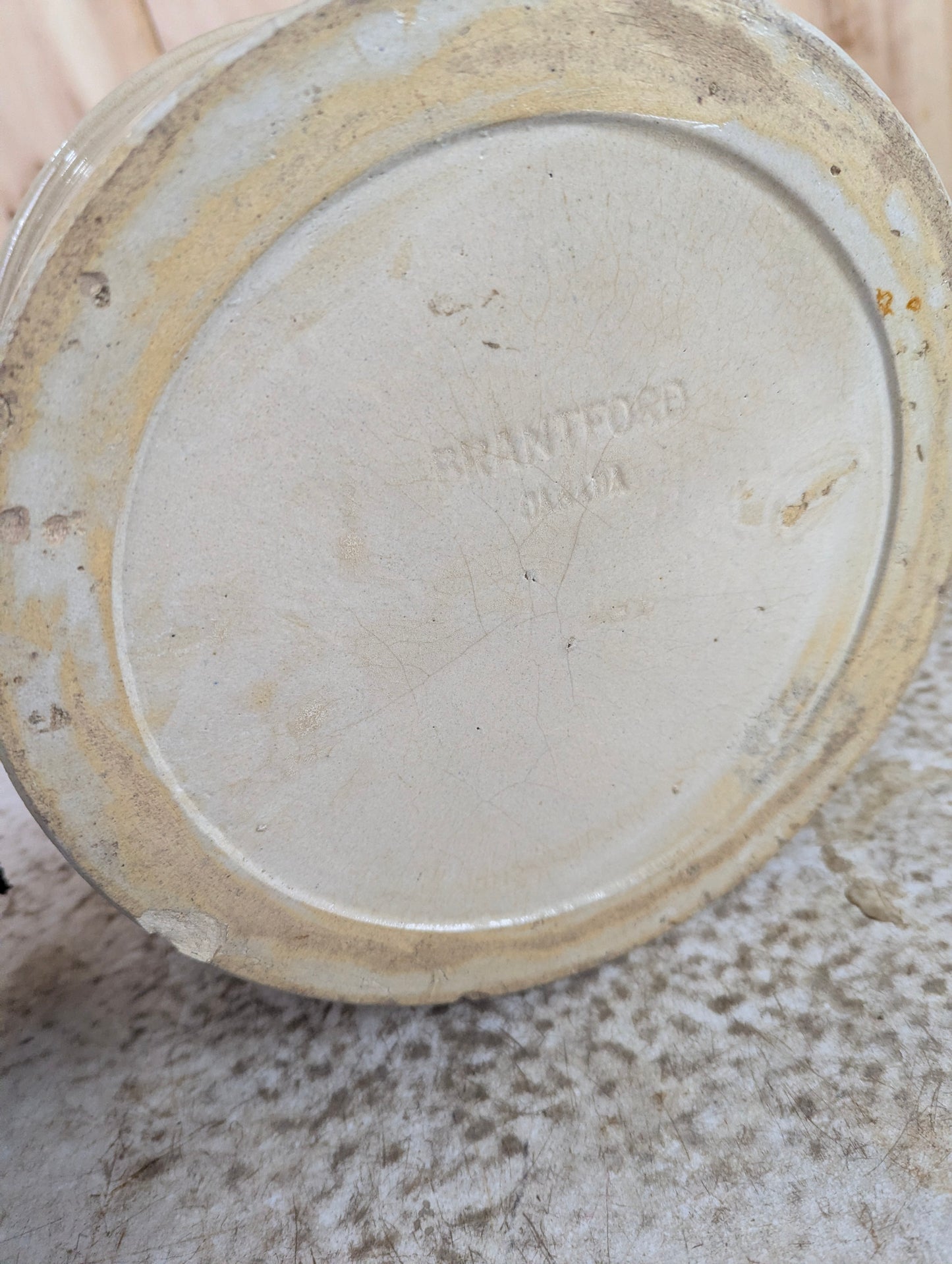 Antique 10.5” Brantford Stoneware Butter Crock - view 4