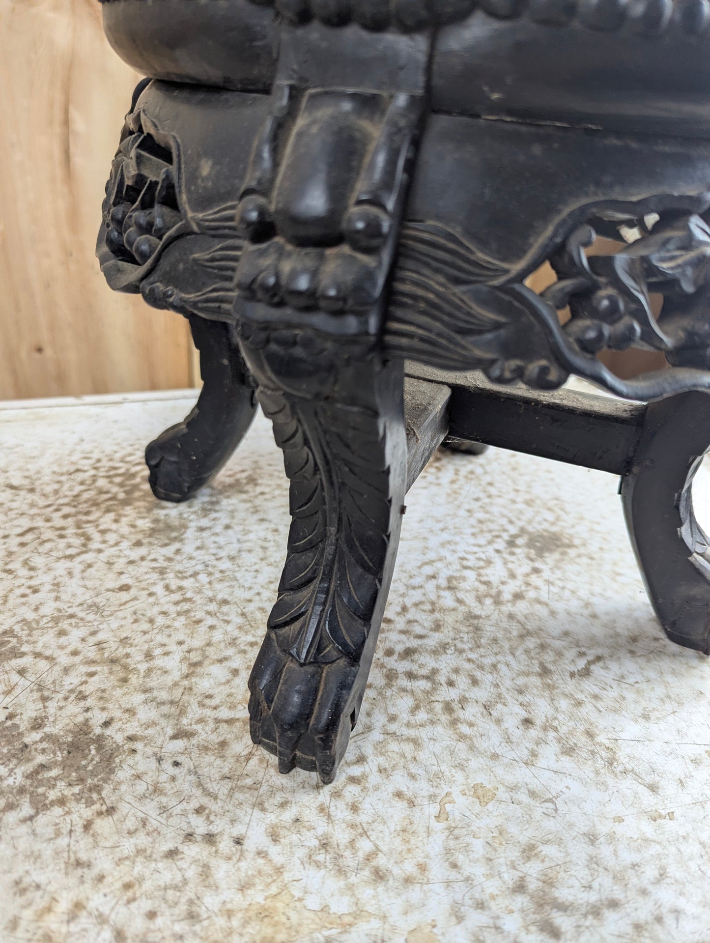 Antique 19th Century Hand-carved Chinese Rosewood Vase Plant Stand - view 8