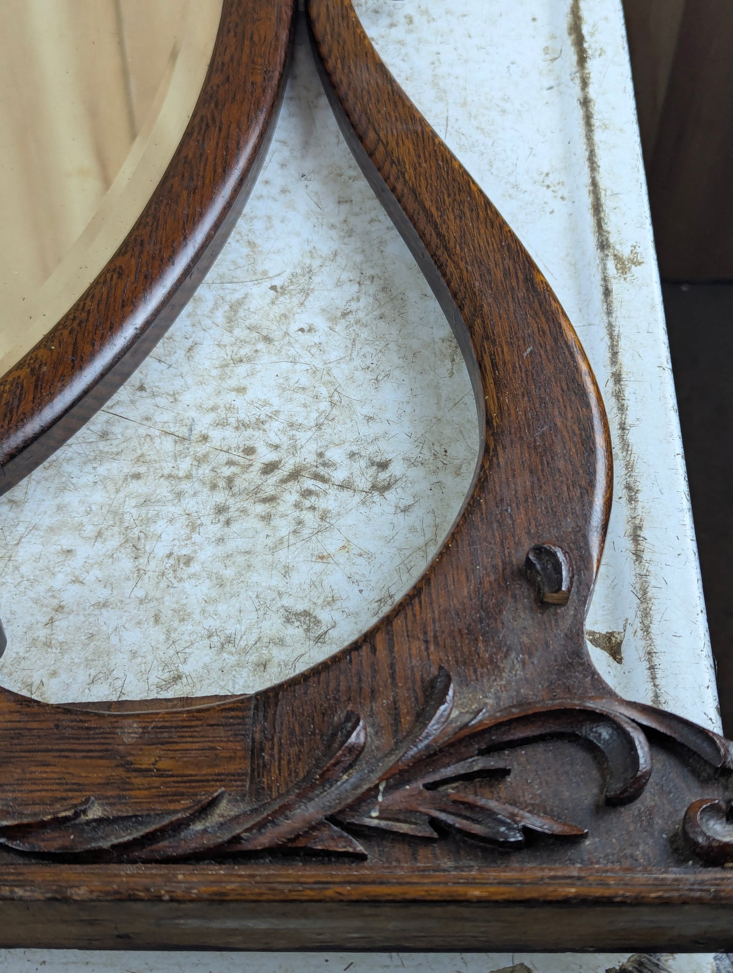 Antique 28" x 17" Oval Dresser Mirror - view 7