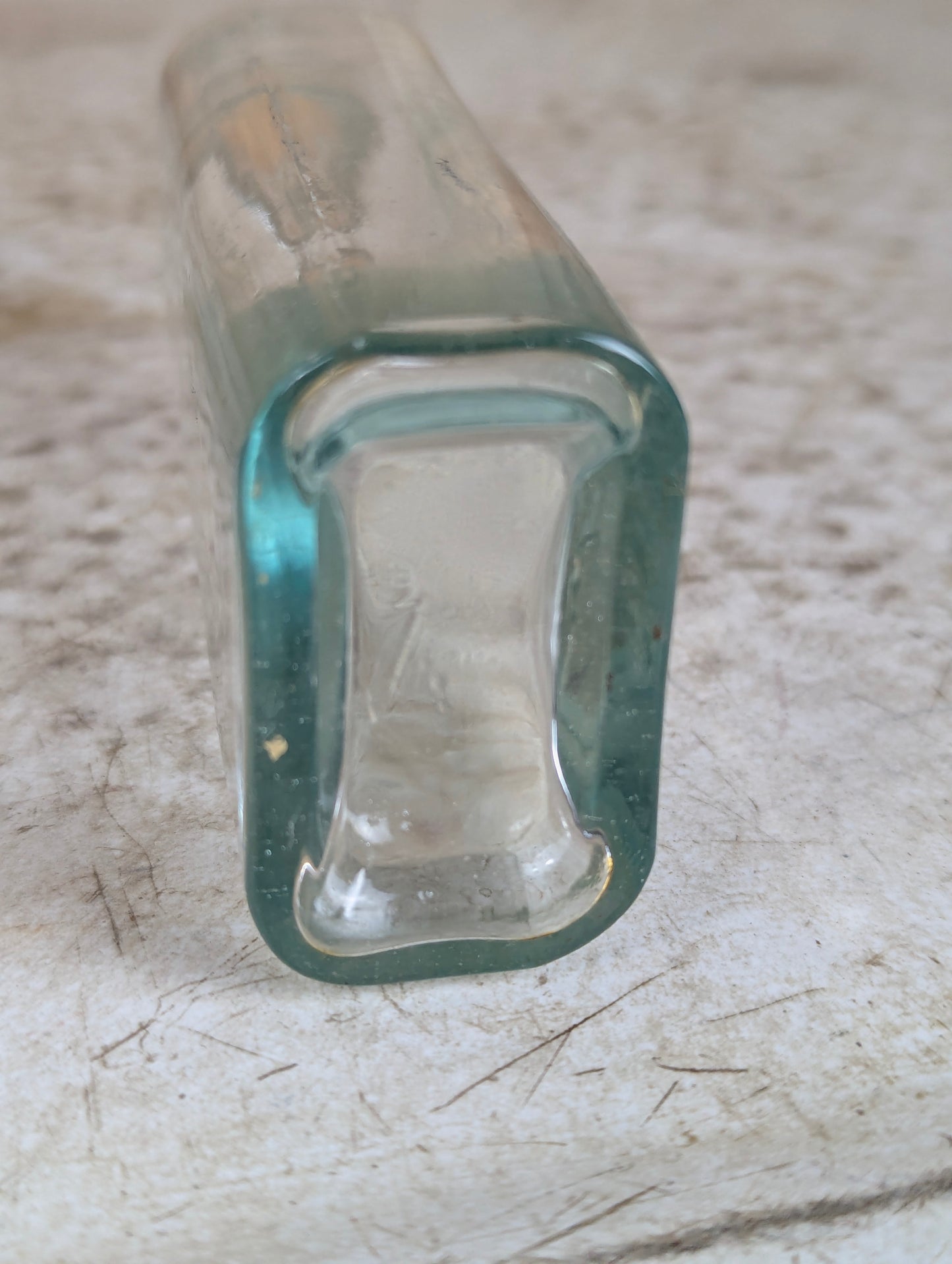 Antique Apothecary Aqua Glass Medicine Bottle with Cork Stopper - view 4