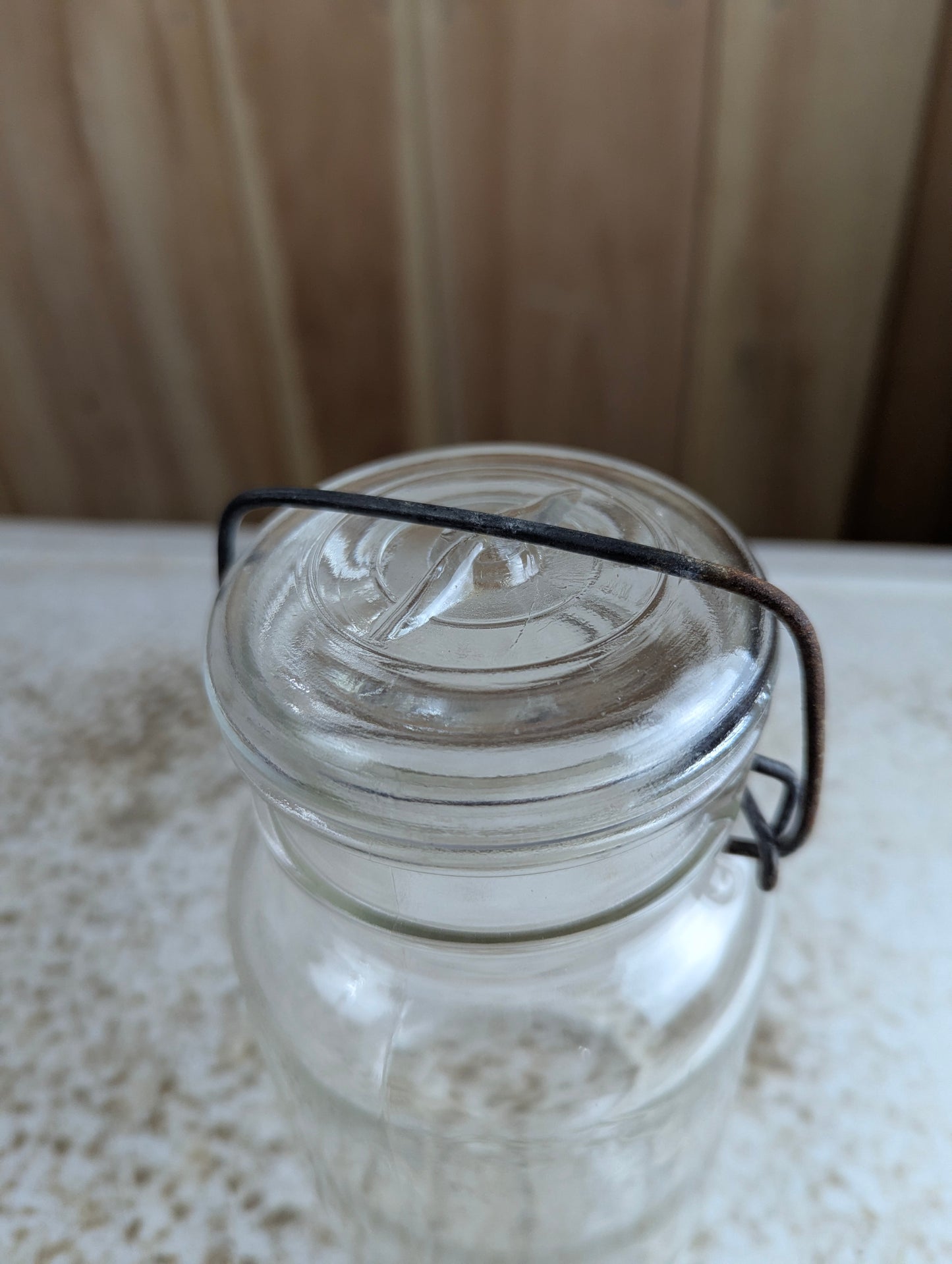 Antique Atlas E-Z Seal Glass Lid Wire Latch Quart Mason Jar - view 3