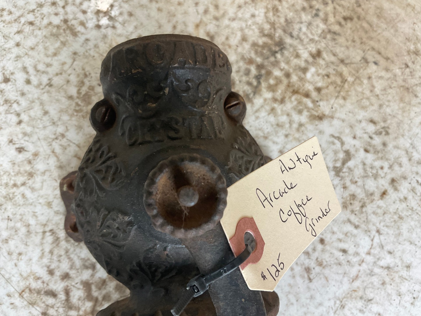 Antique Cast Iron Arcade Crystal Coffee Grinder - view 6