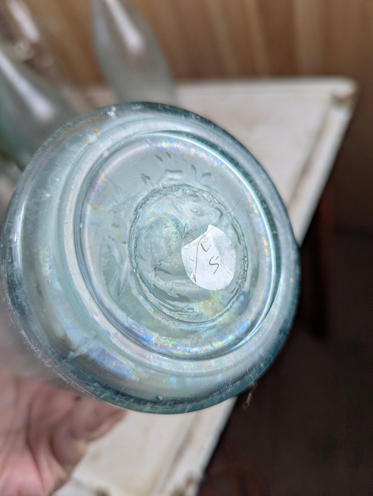 Antique Chas Wilson Toronto Embossed Aqua Blue Glass Quart Soda Bottle - view 3