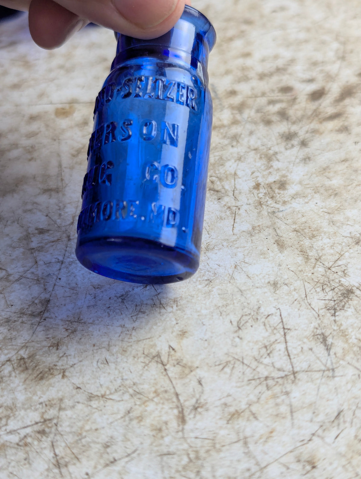 Antique Cobalt Blue Glass Bromo Seltzer 2.5" Bottle - view 3