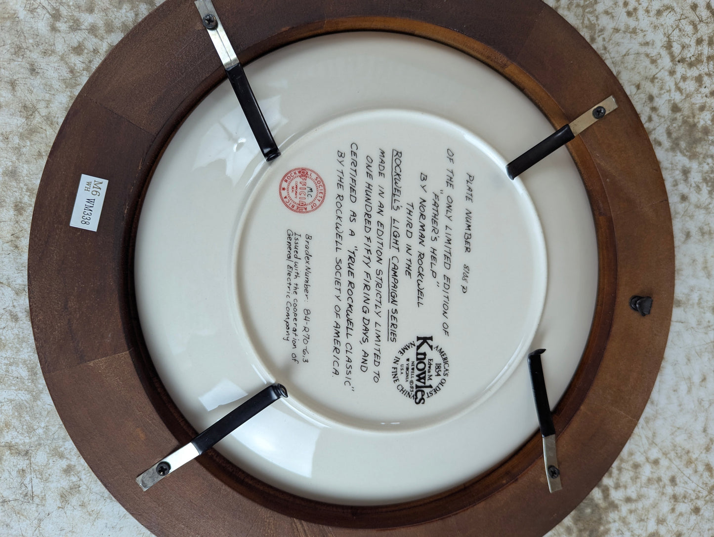 'Father's Help' Norman Rockwell Framed Knowles Collector Plate - view 3