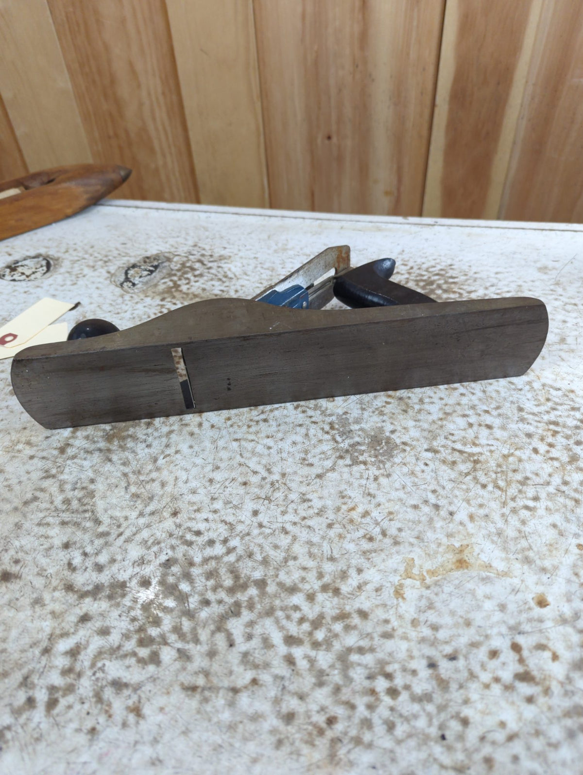 Vintage Stanley No. 5 Bench Plane Blue Japanned Metal Wood Handle
