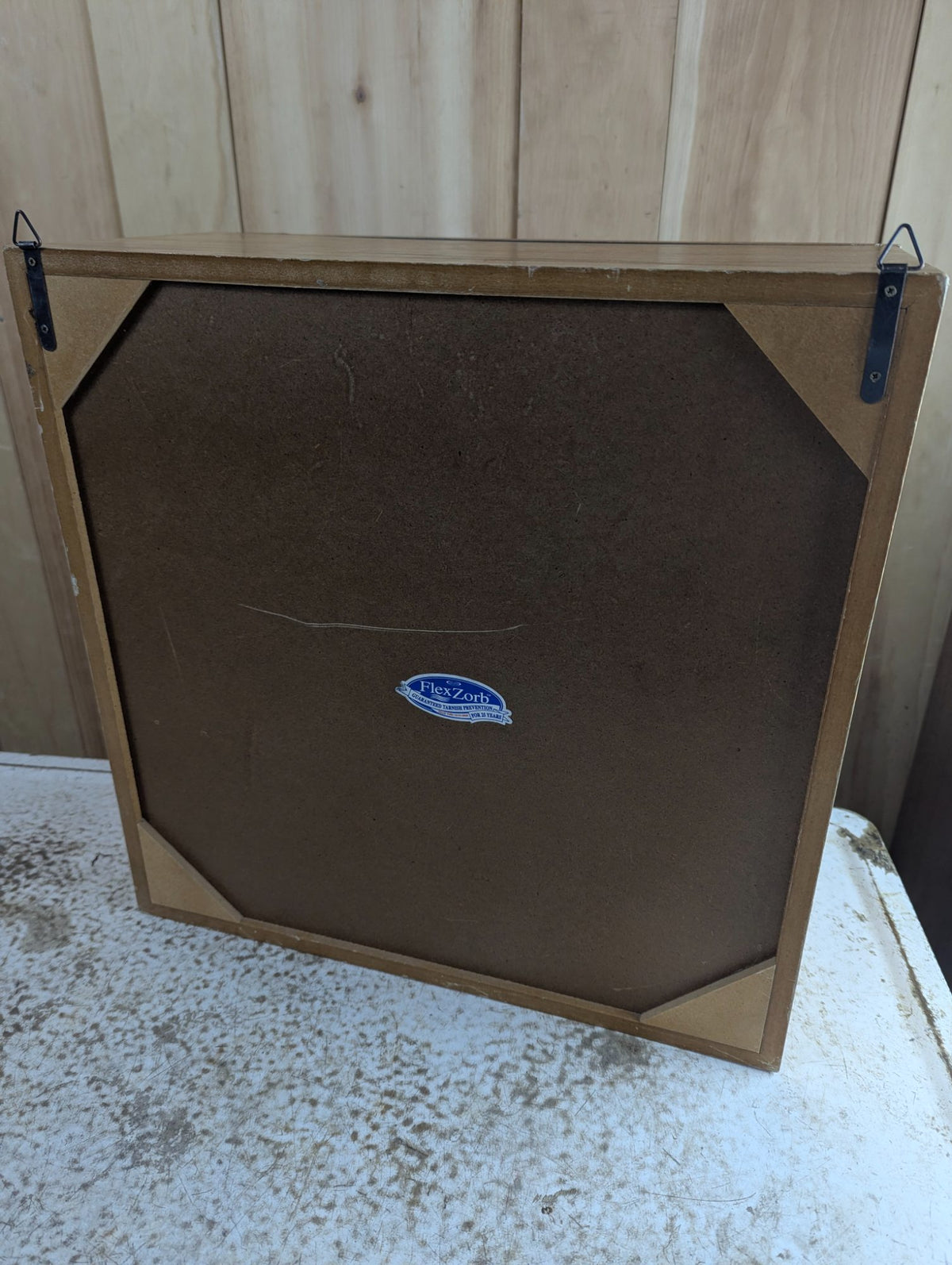 Vintage Wood Glass-Front Wall Display Cabinet FlexZorb Lining 17" x 8.25" x 17
