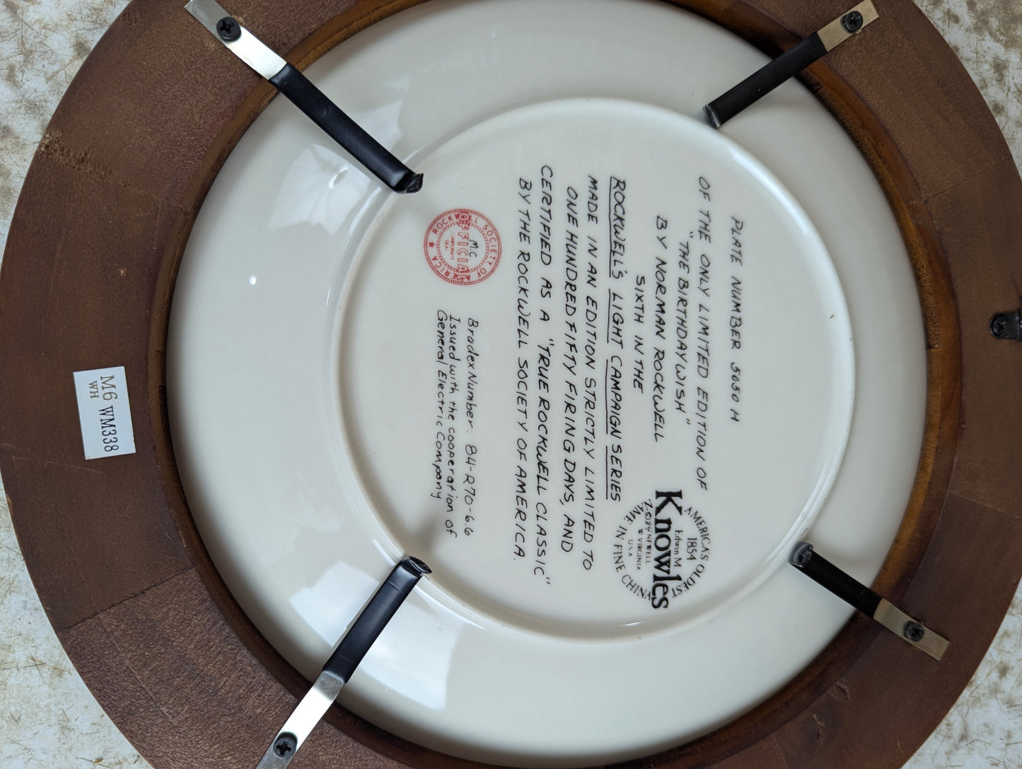 'The Birthday Wish' Norman Rockwell Framed Knowles Collector Plate - view 3