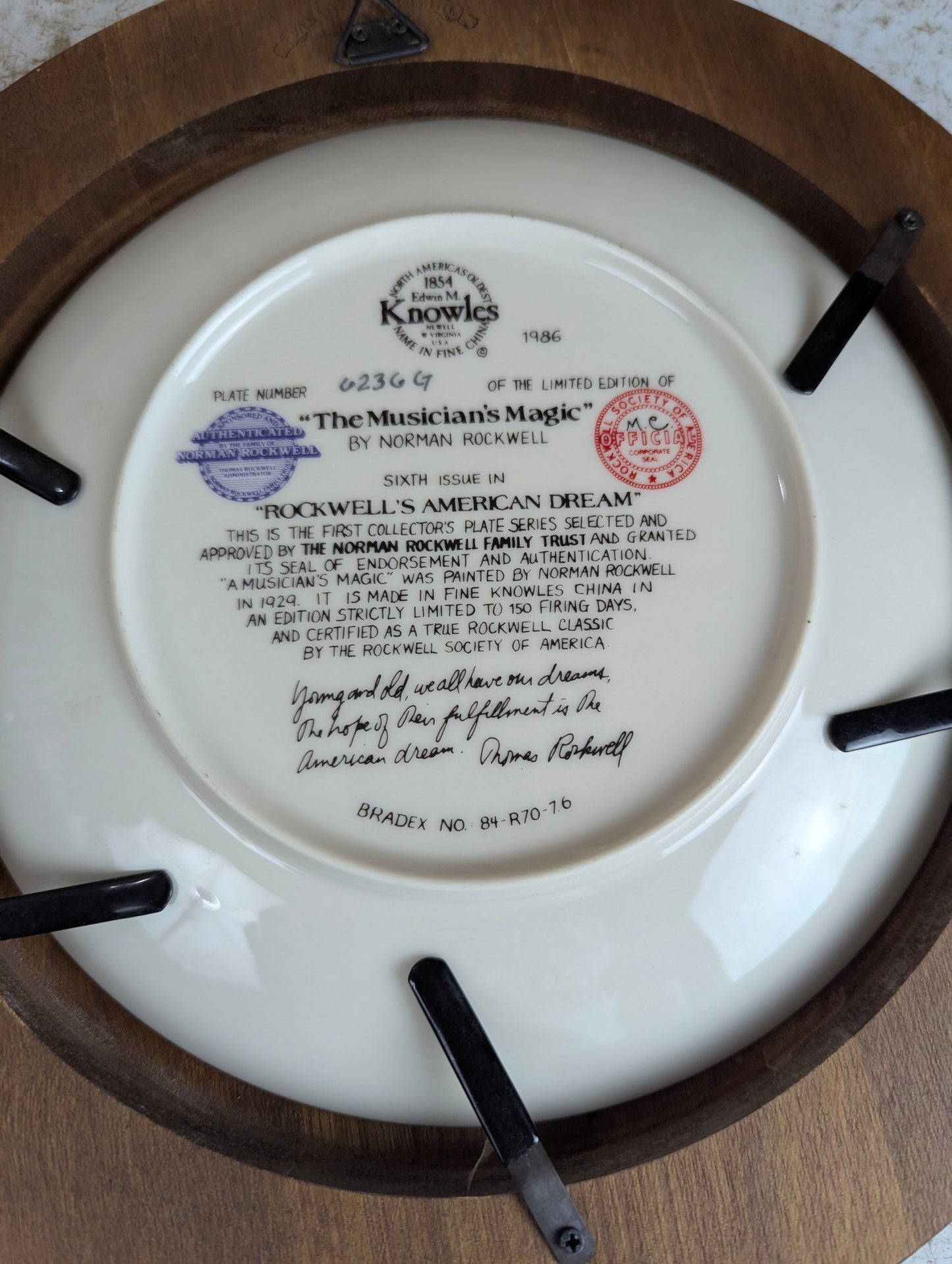 'The Musician's Magic' Norman Rockwell Framed Knowles Collector Plate - view 3