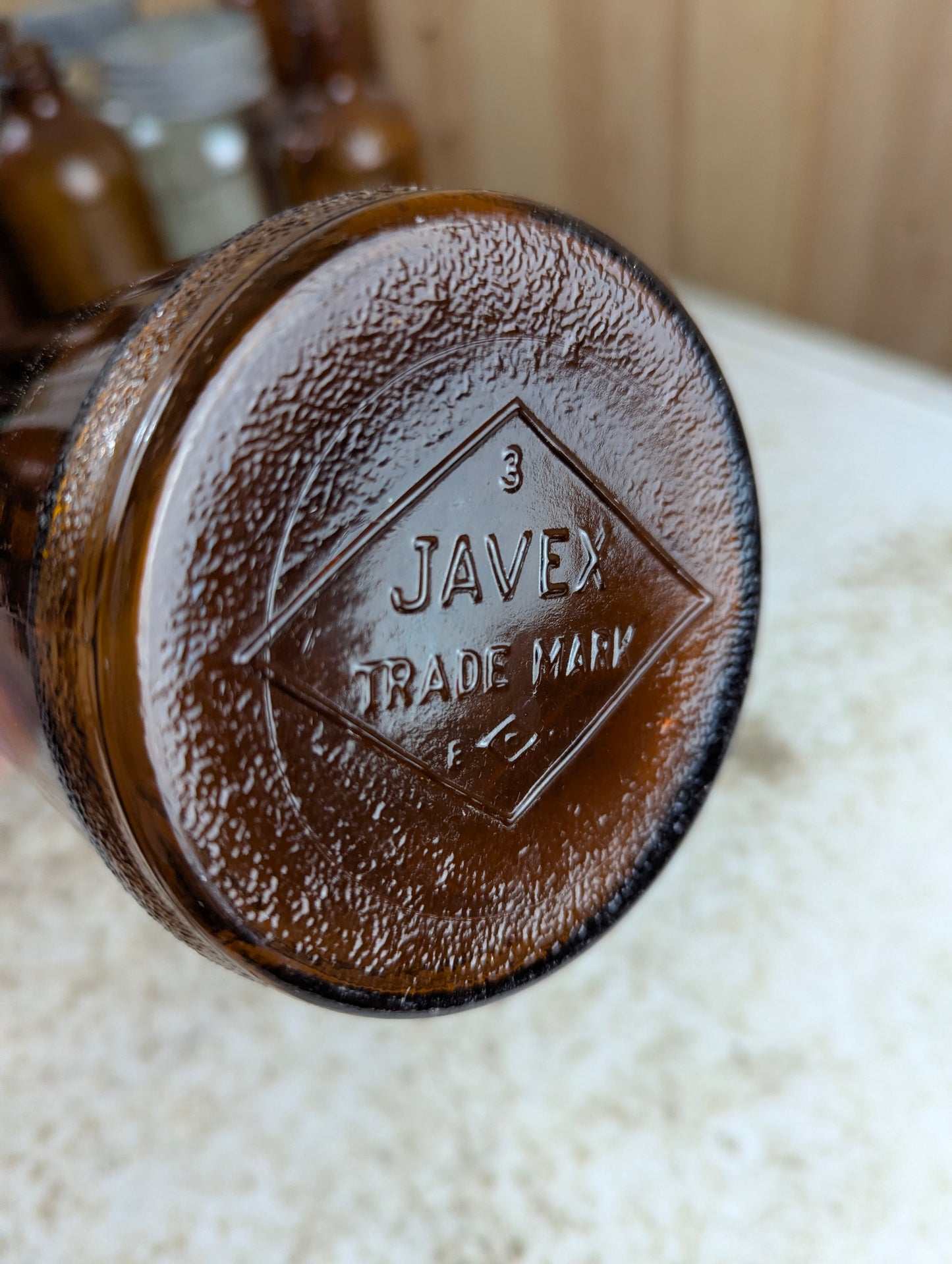 Vintage 32 oz Javex Amber Glass Bottle - view 4