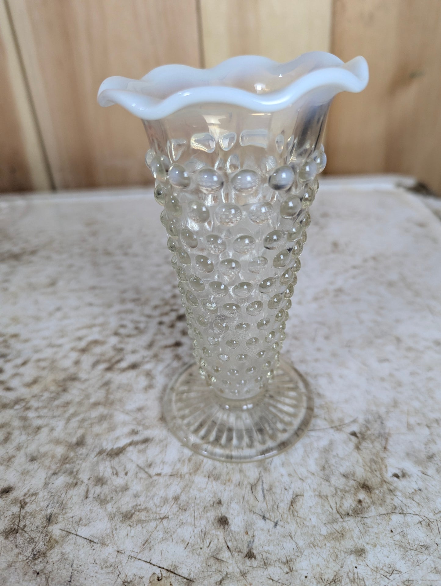 Vintage Anchor Hocking Moonstone Opalescent Hobnail Vase - view 4