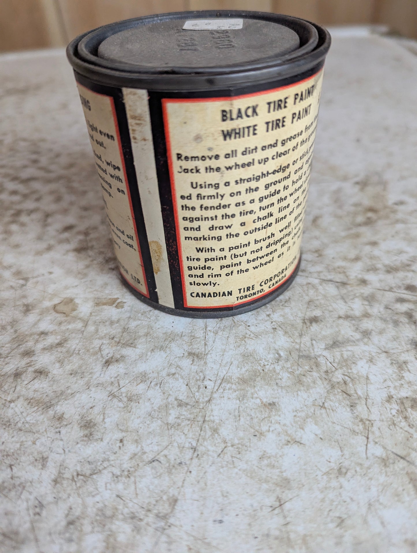 Vintage Canadian Tire Armor Coat Black Top Dressing Automotive Paint Can Paper Label - view 3