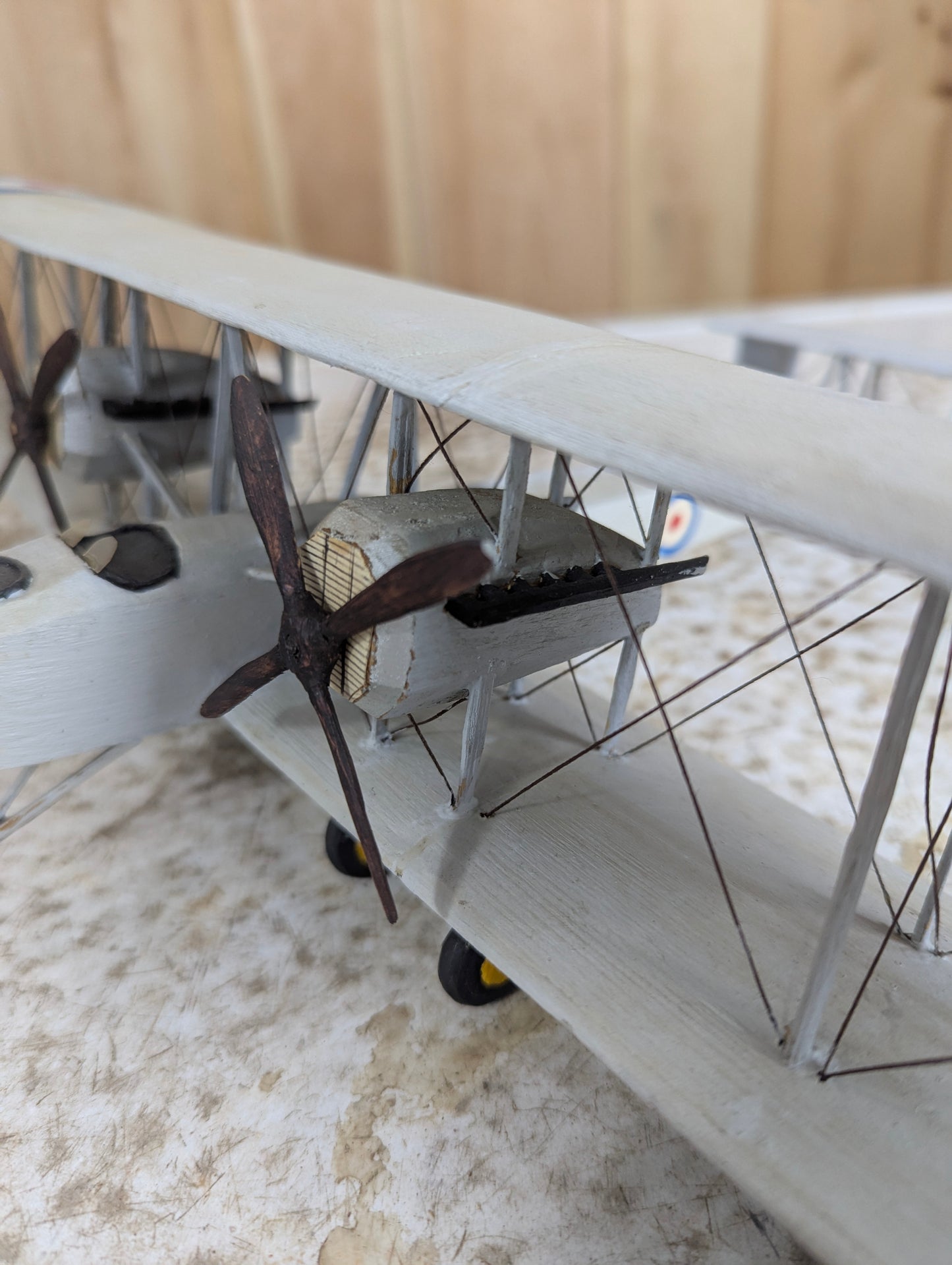 Vintage Handcarved Wood Vickers Vimy WW1 Airplane Model - view 8
