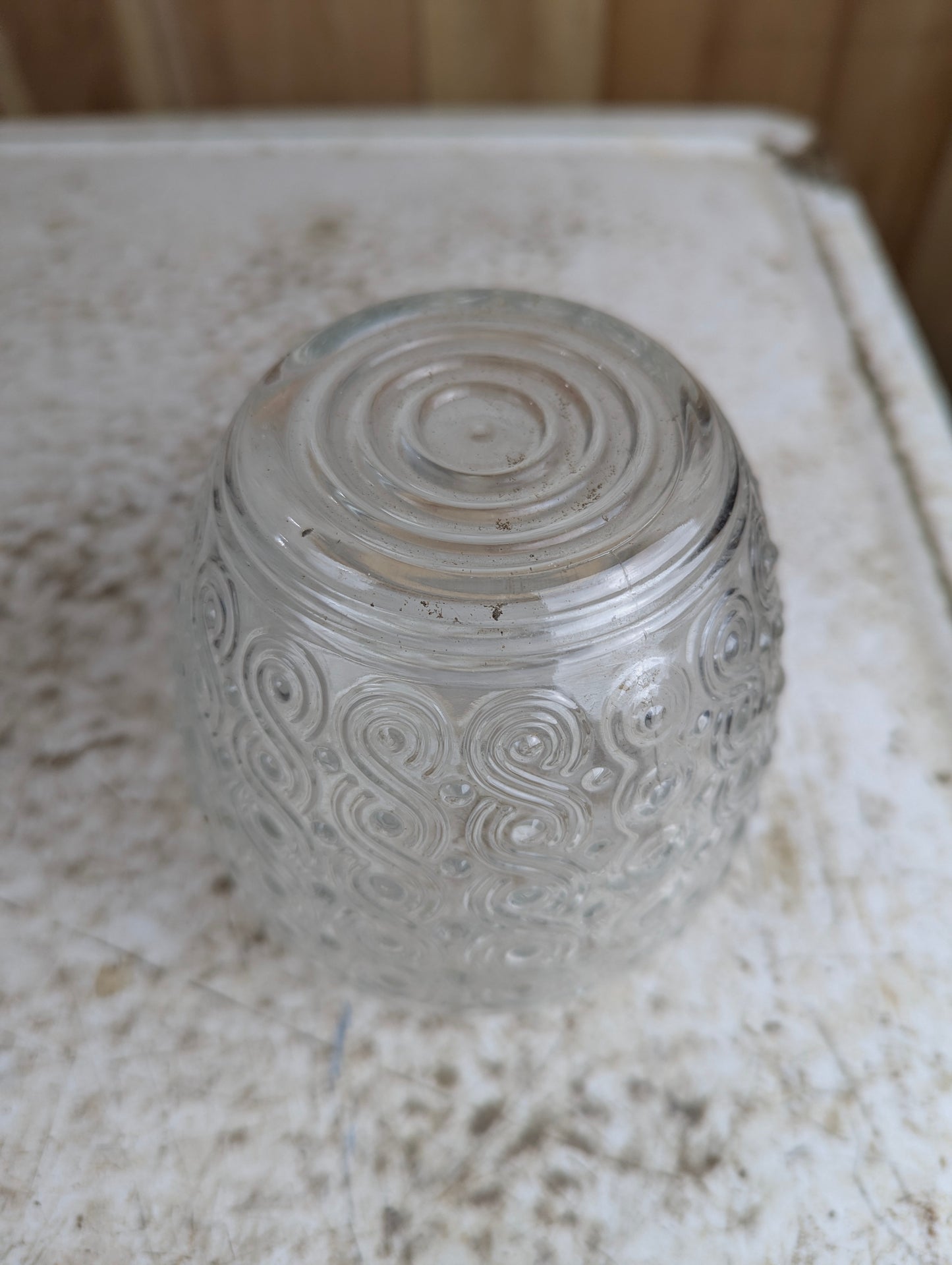 Vintage MCM Mid-Century Clear Glass Swirl Dot Pattern Shade - view 3