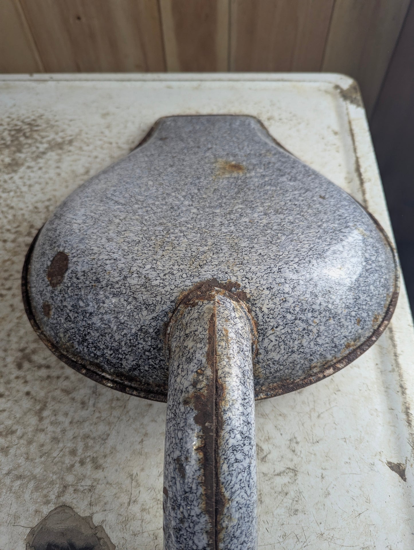 Vintage Speckled Enamelware Bedpan - view 3