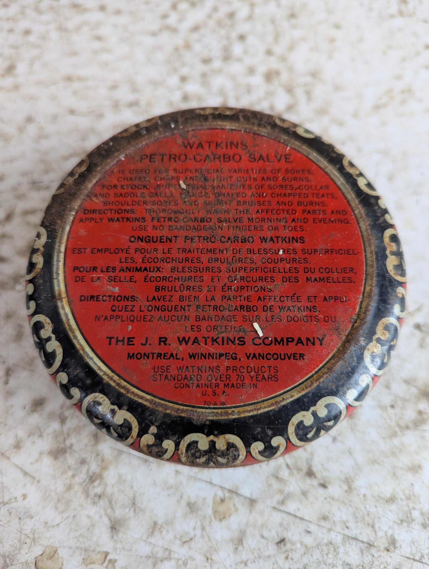 Vintage Watkins Petro-Carbo Salve Tin - view 3