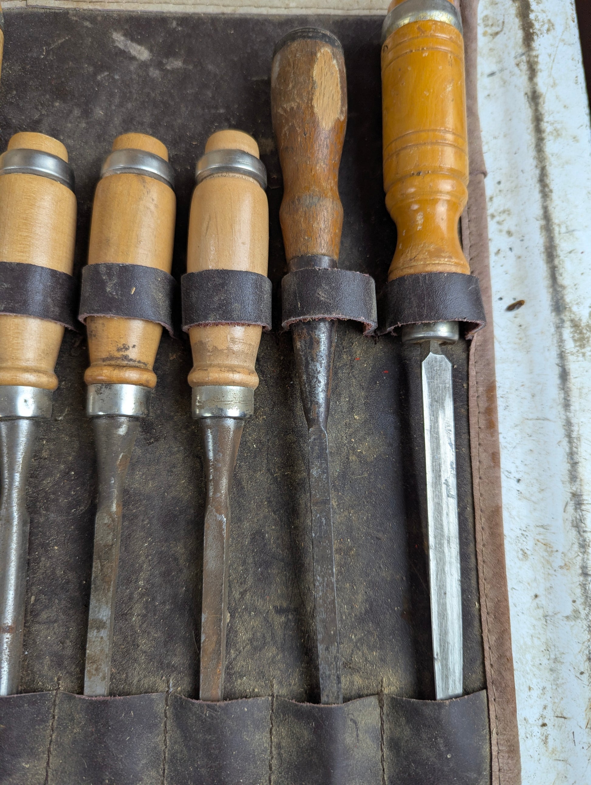 Vintage 12-Piece MOB Chisel Set in Leather Roll