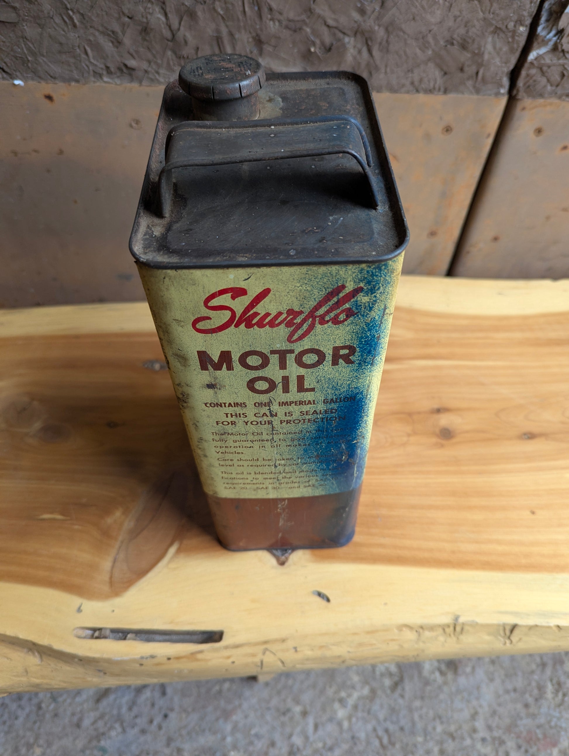 Vintage Shurflo 4-Quart Oil Tin