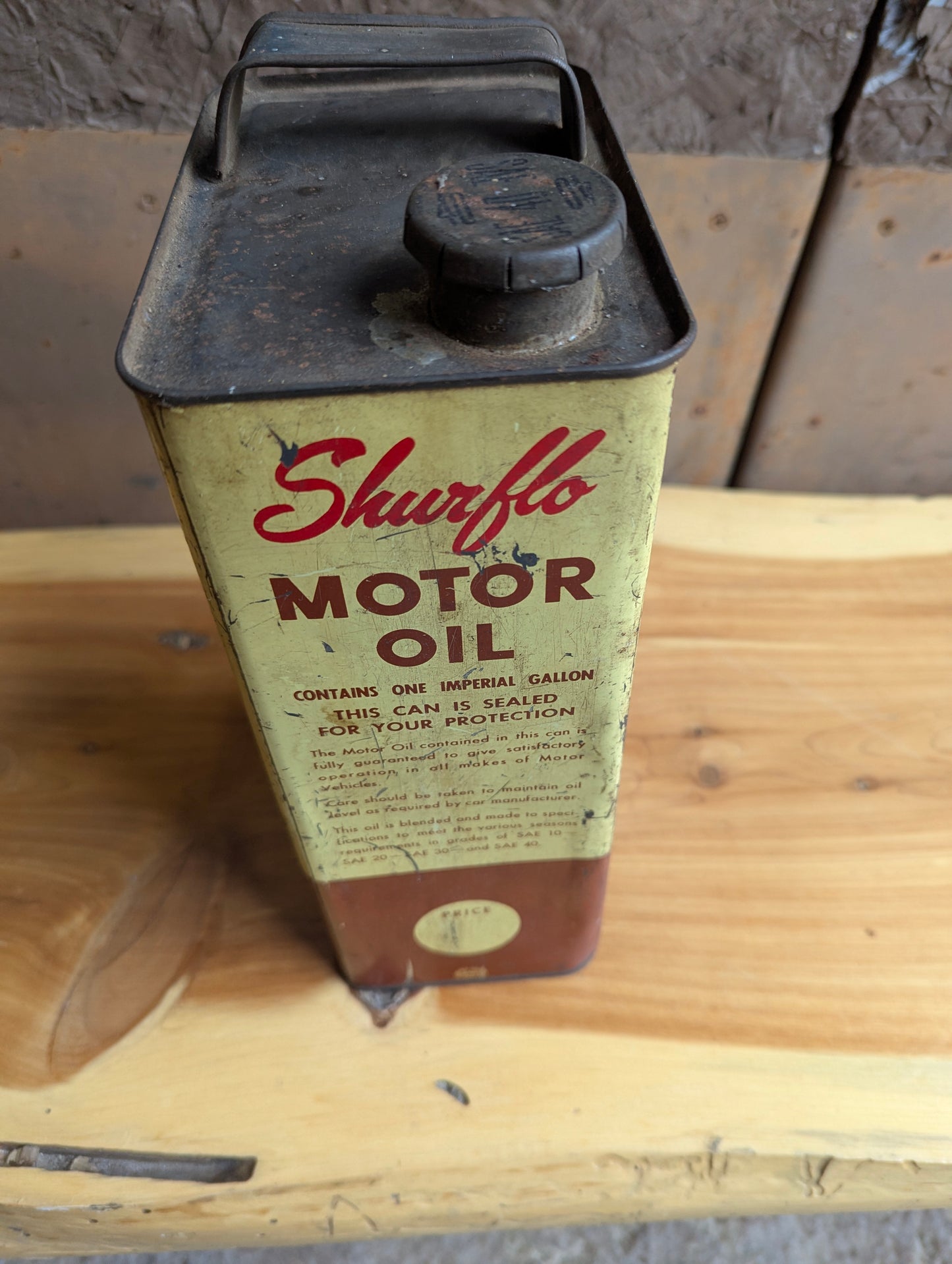 Vintage Shurflo 4-Quart Oil Tin